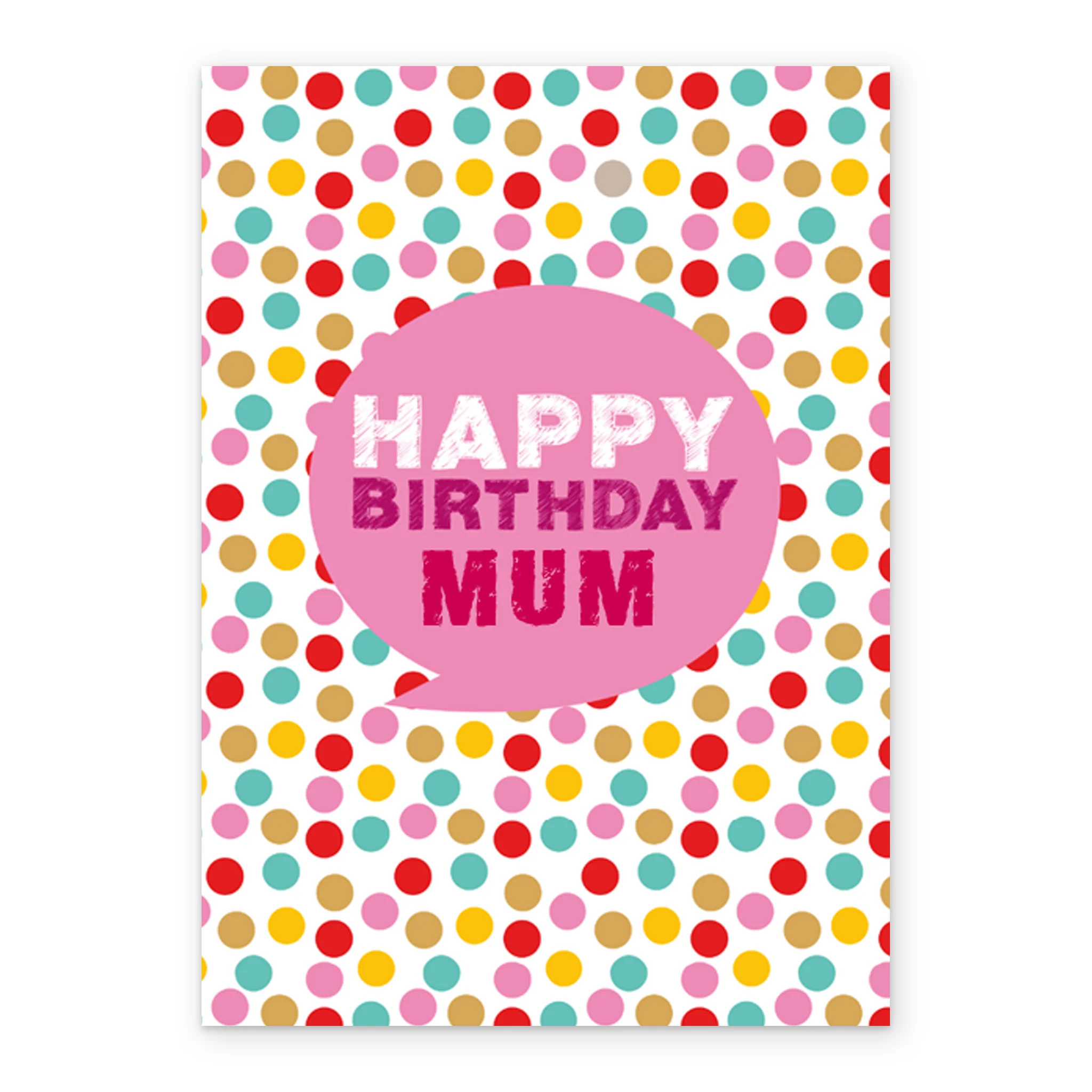 Personalised For Mum Happy Birthday Speech Bubble & Polka Dots Card - Image 2