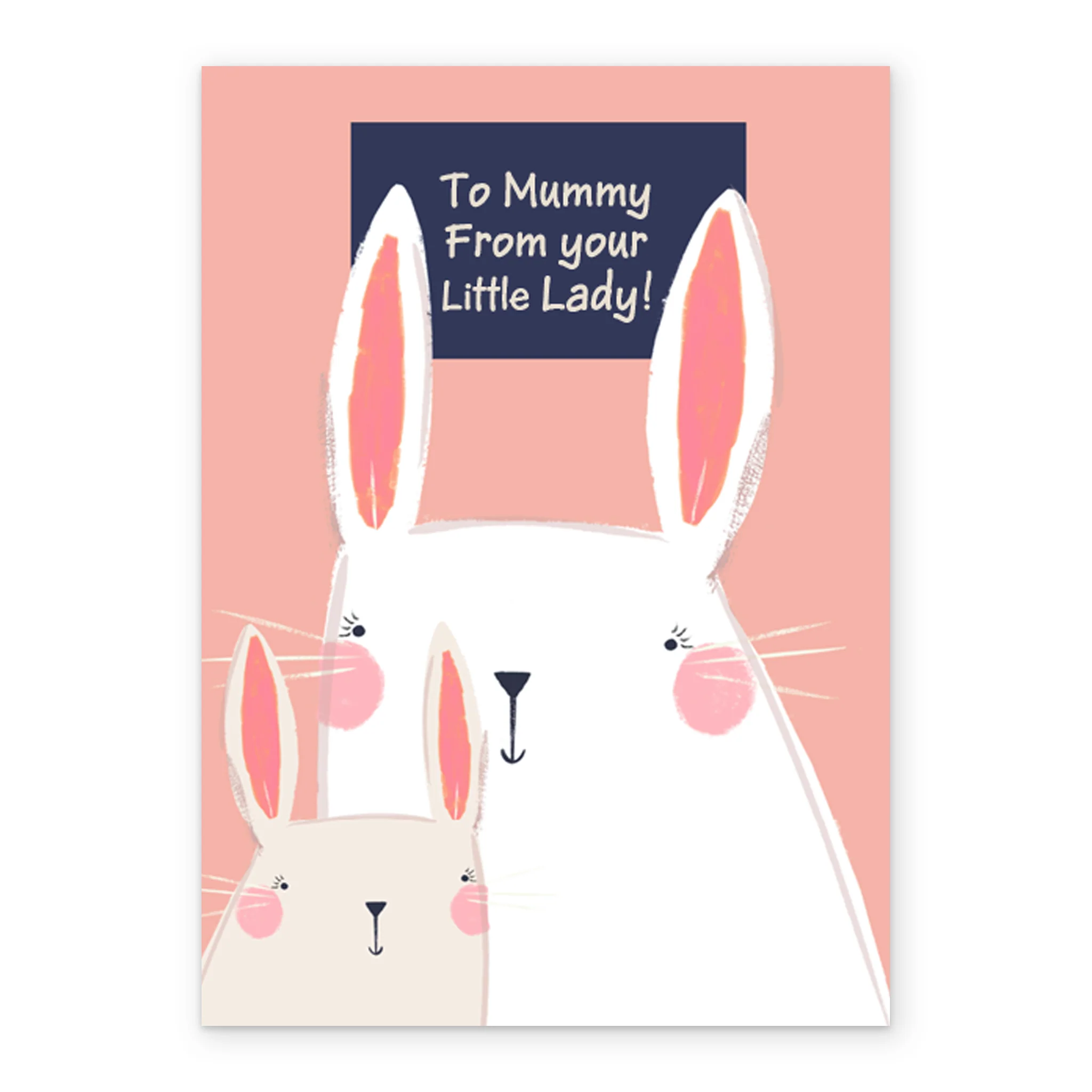 Personalised For Mummy Cute Adult & Baby Bunny Rabbits Card - Image 2