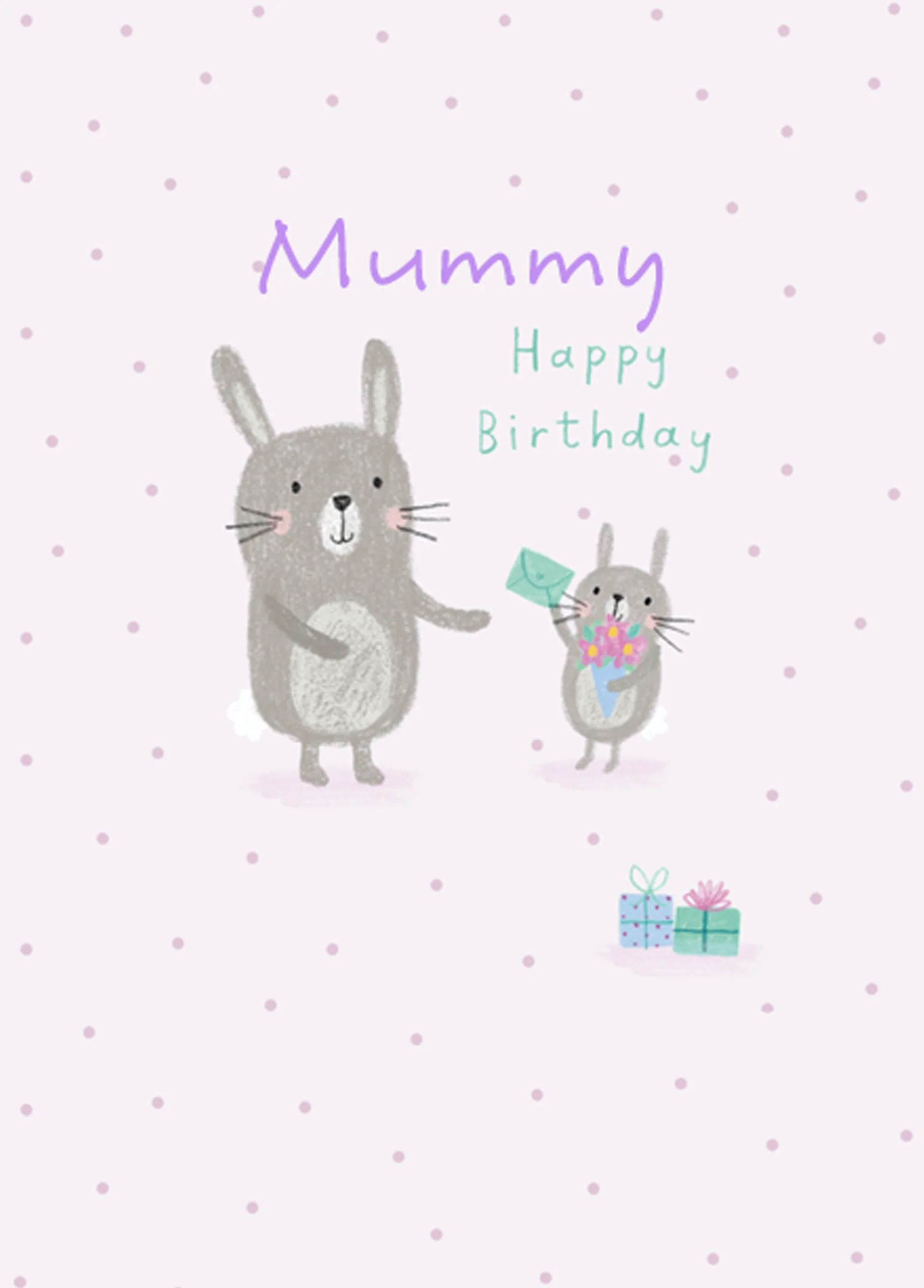 Personalised For Mummy Cute Birthday Bunnies Card