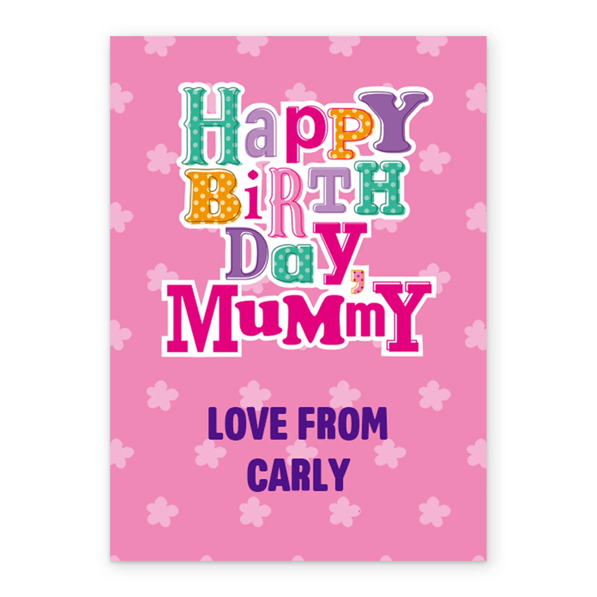 Personalised For Mummy Happy Birthday Multi-Coloured Text Card - Image 2