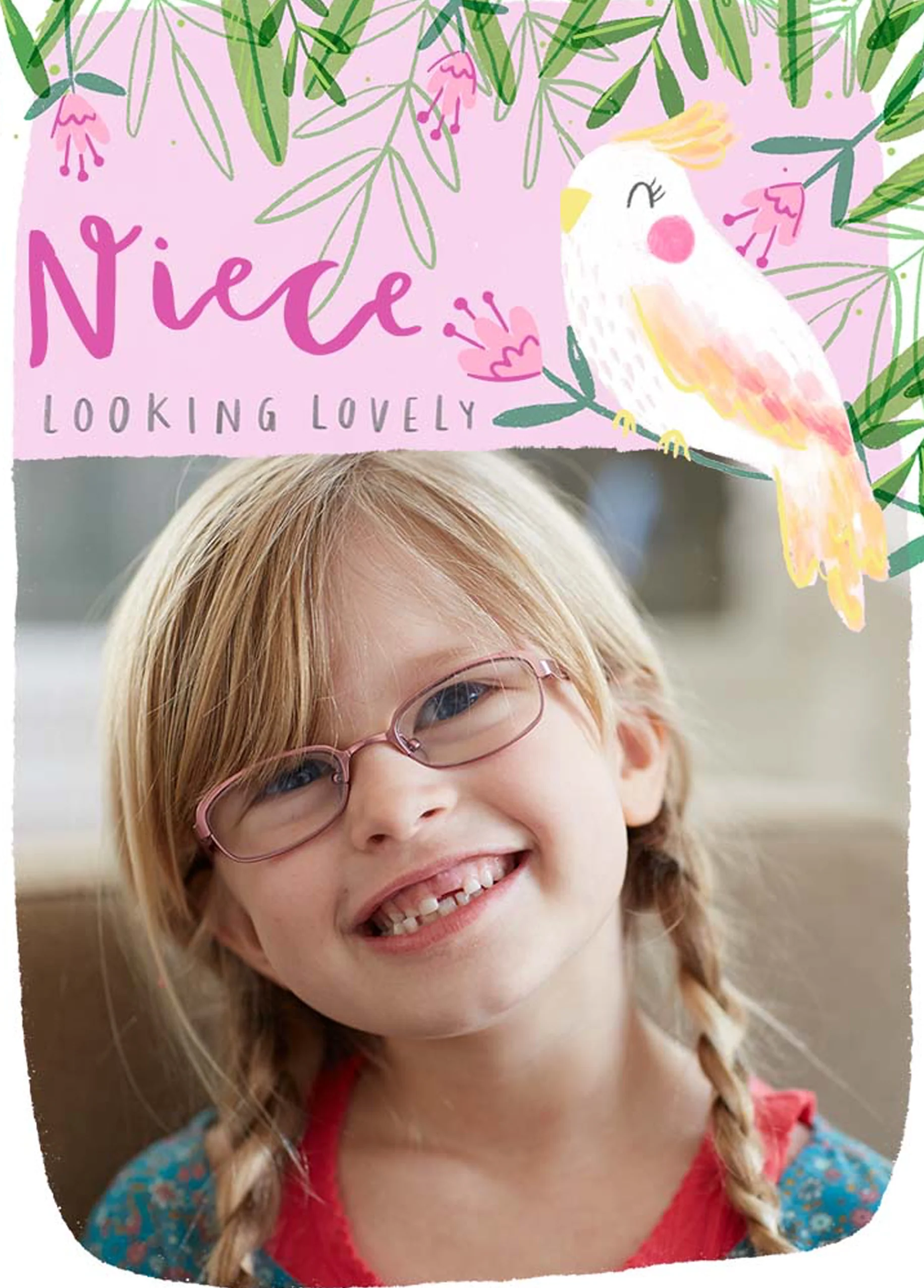Personalised For Niece Traditional Bird Photo Card