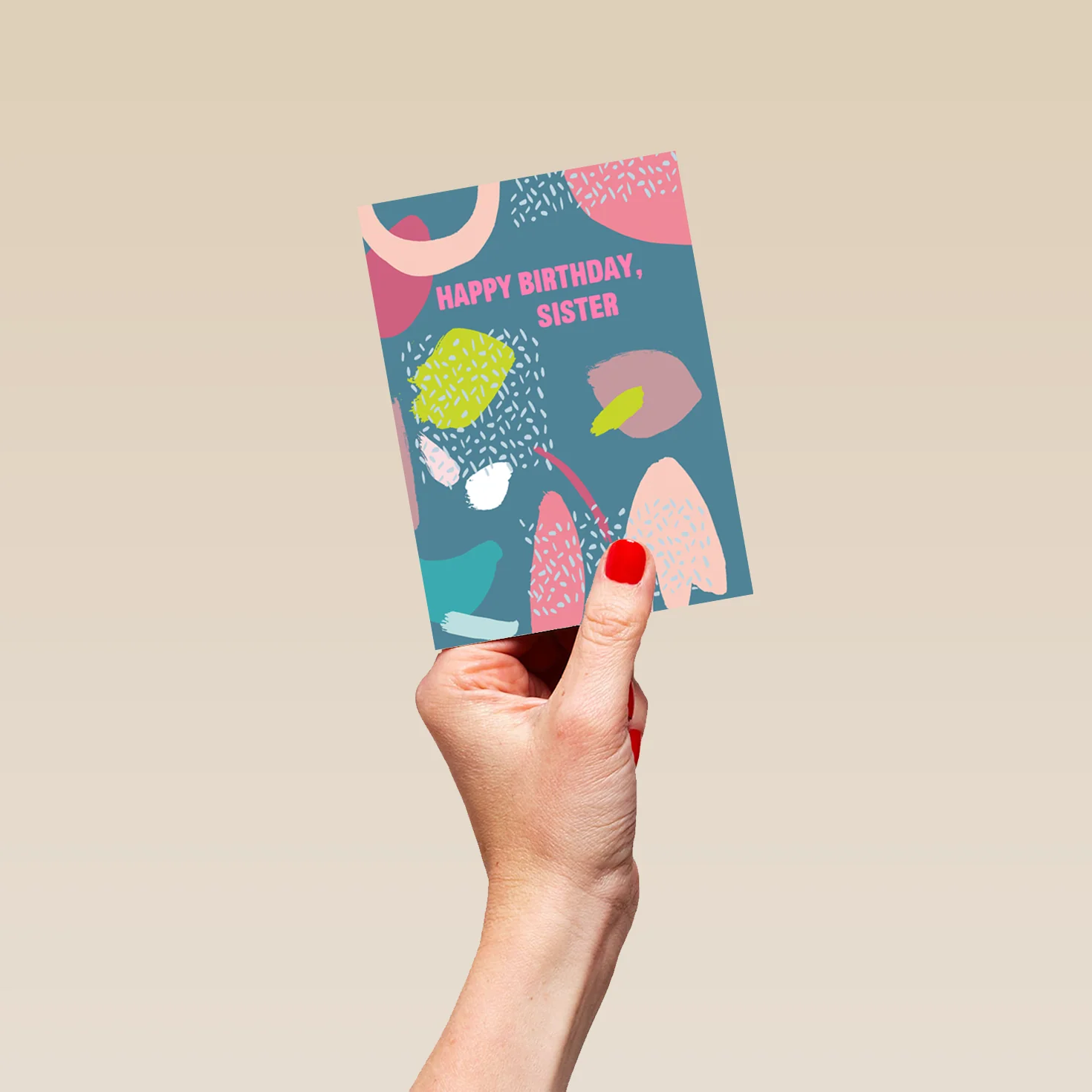 Personalised For Sister Editable Happy Birthday Colourful Pattern Card - Image 4
