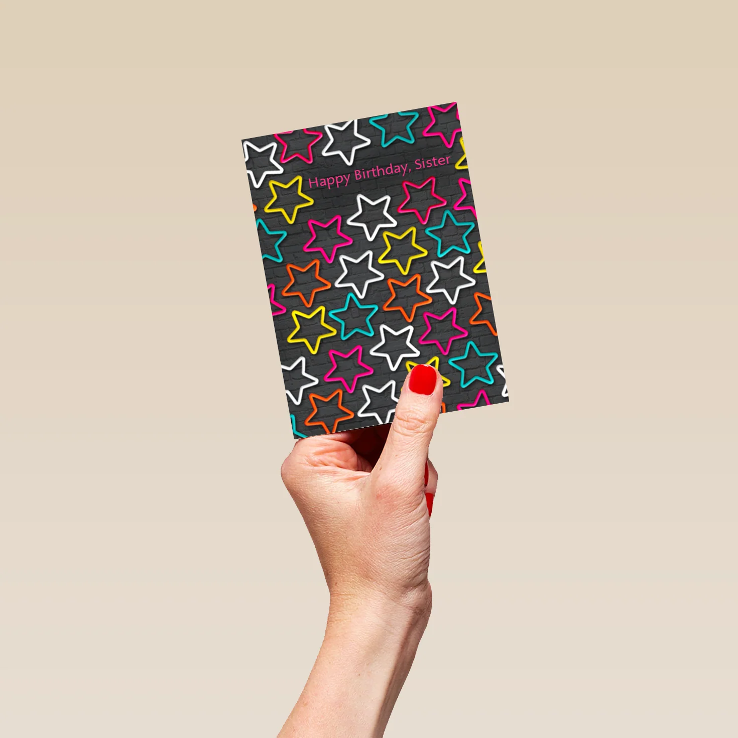 Personalised For Sister Happy Birthday Colourful Star Card - Image 4