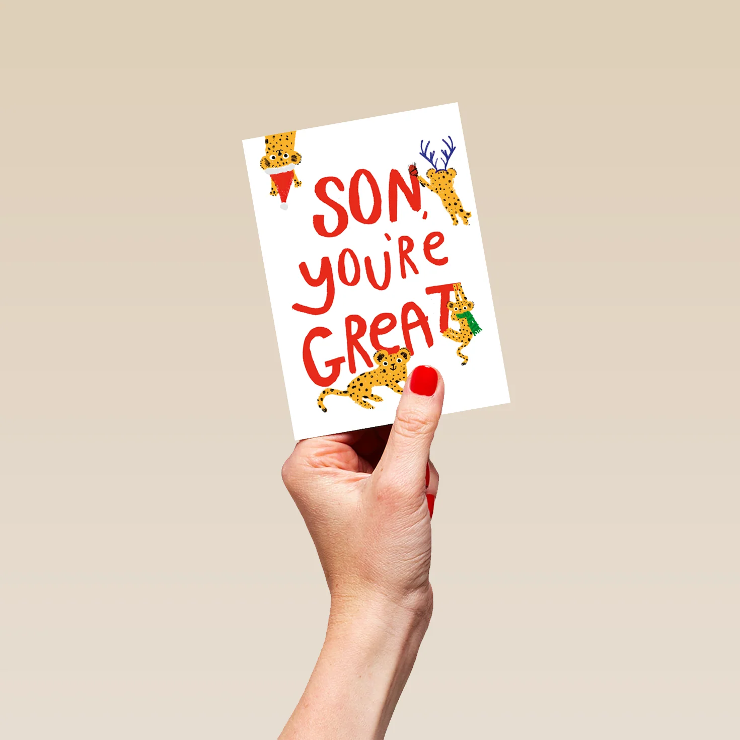 Personalised For Son Cute Festive Leopards Christmas Card - Image 4