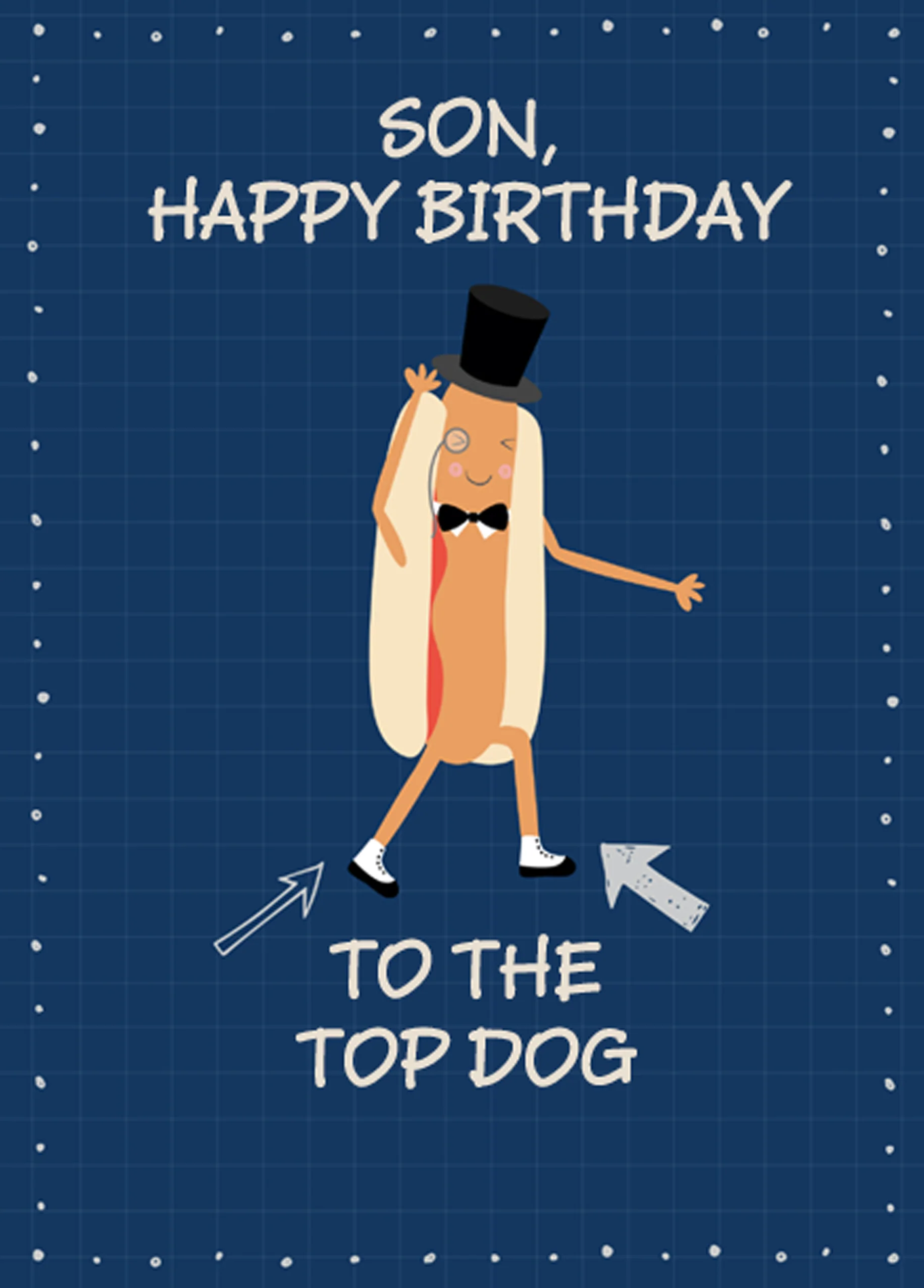 Personalised For Son Editable Funny Hot Dog Birthday Card