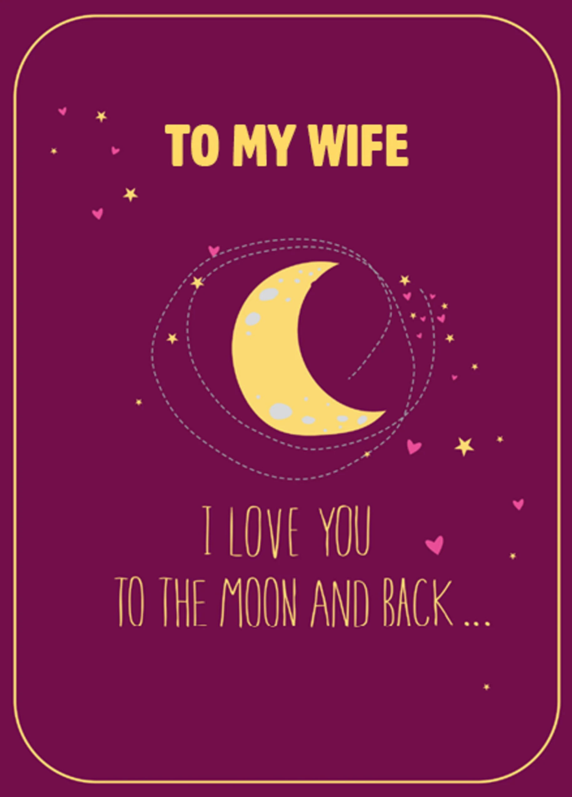 Personalised For Wife Classic Crescent Moon & Stars Card