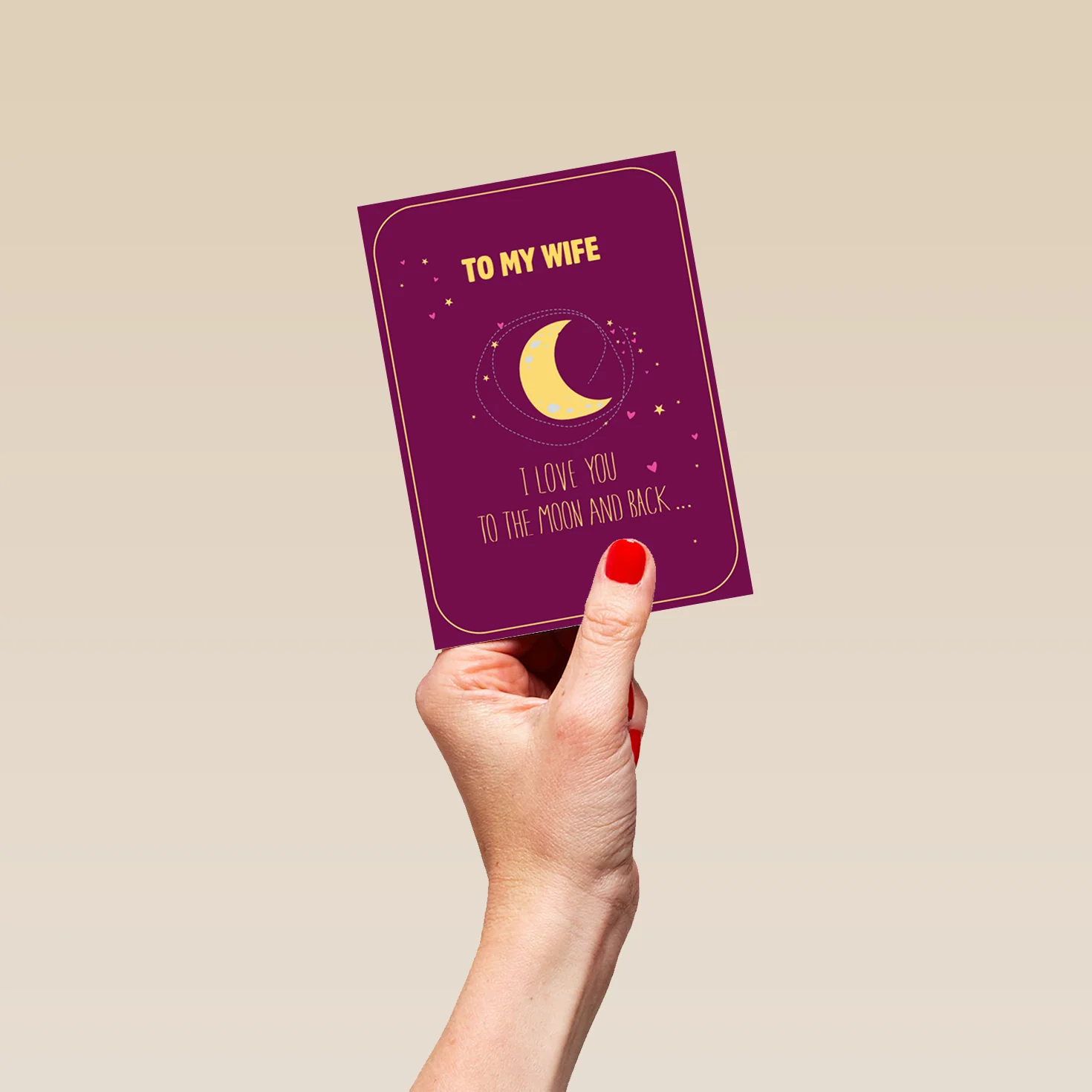Personalised For Wife Classic Crescent Moon & Stars Card - Image 4