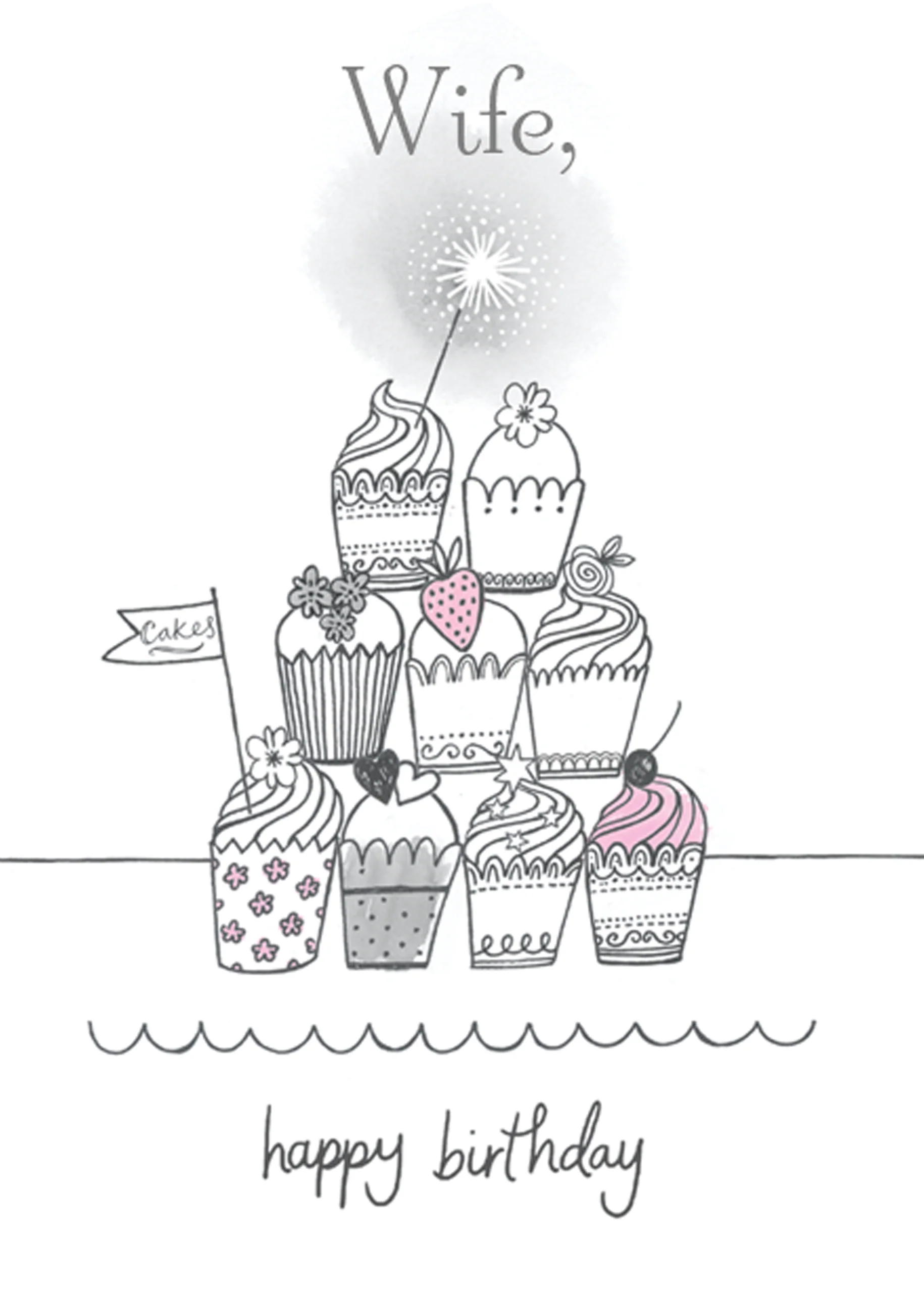 Personalised For Wife Classic Cupcake Tower Card