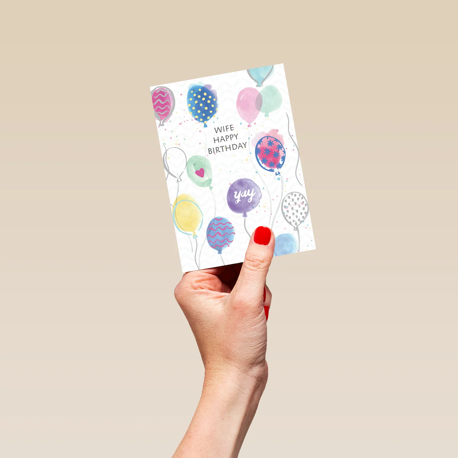 Personalised For Wife Classic Multi-Coloured Balloons Card - Image 4