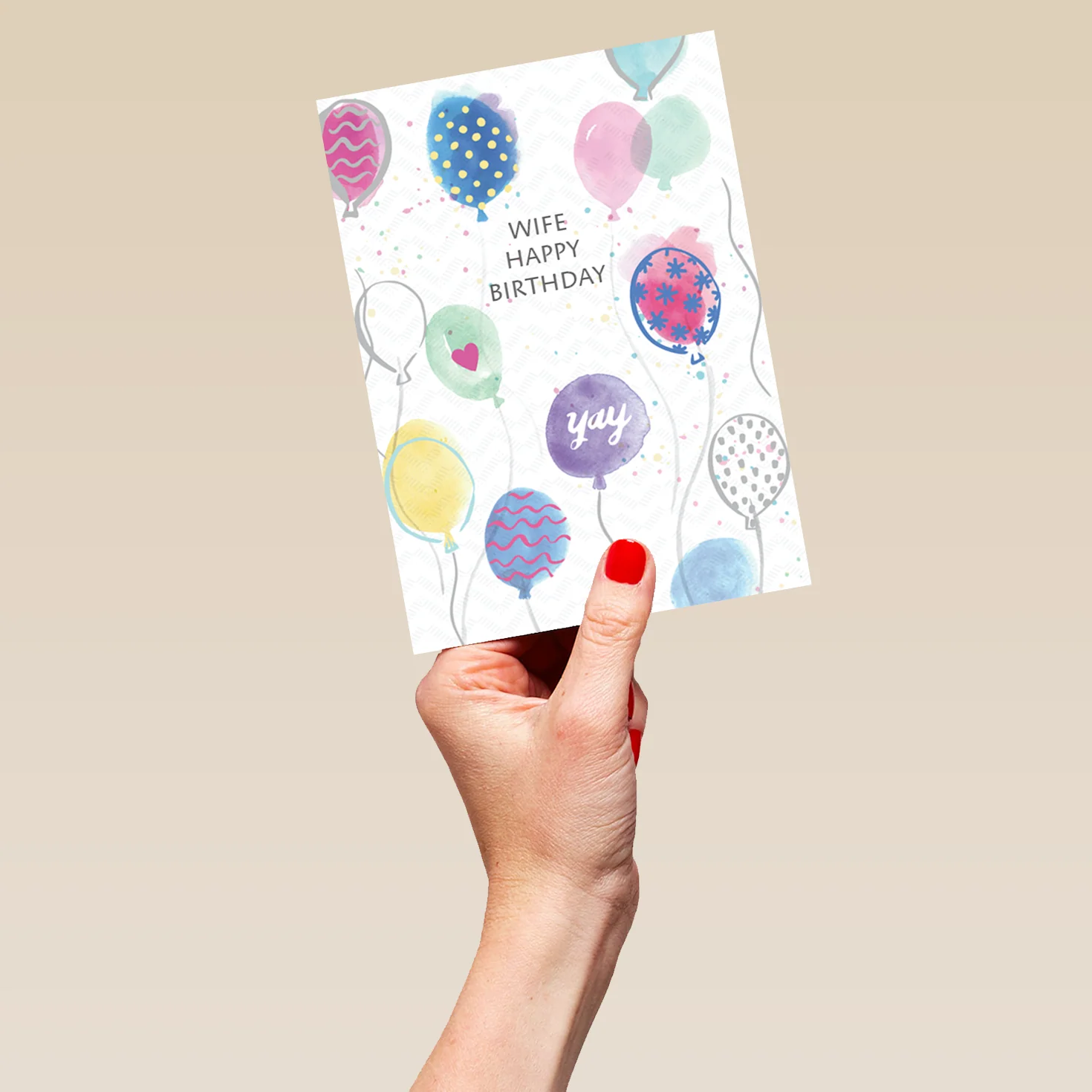 Personalised For Wife Classic Multi-Coloured Balloons Card - Image 5