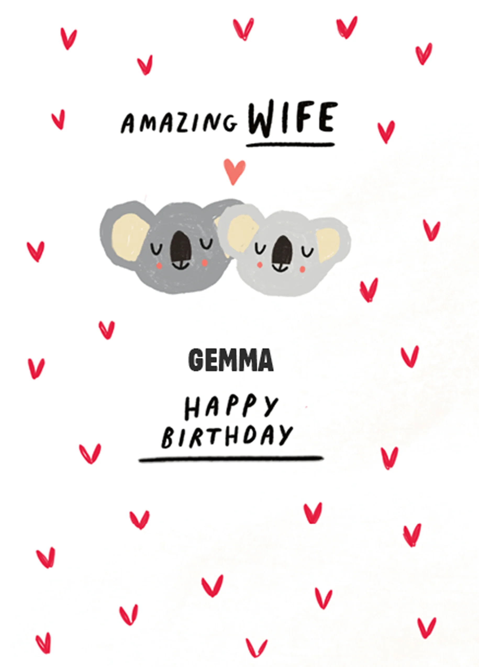 Personalised For Wife Cute Koalas Illustration Card
