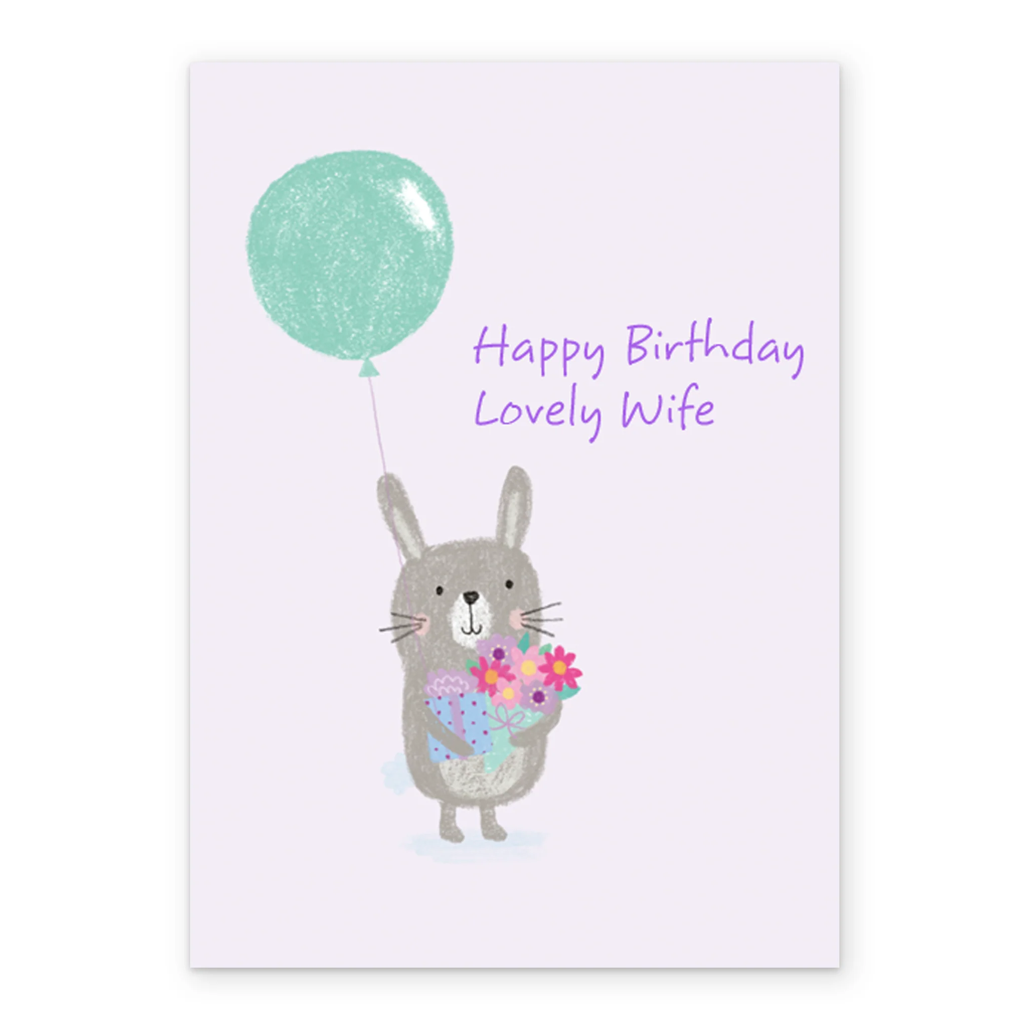 Personalised For Wife Cute Rabbit & Balloon Birthday Card - Image 2