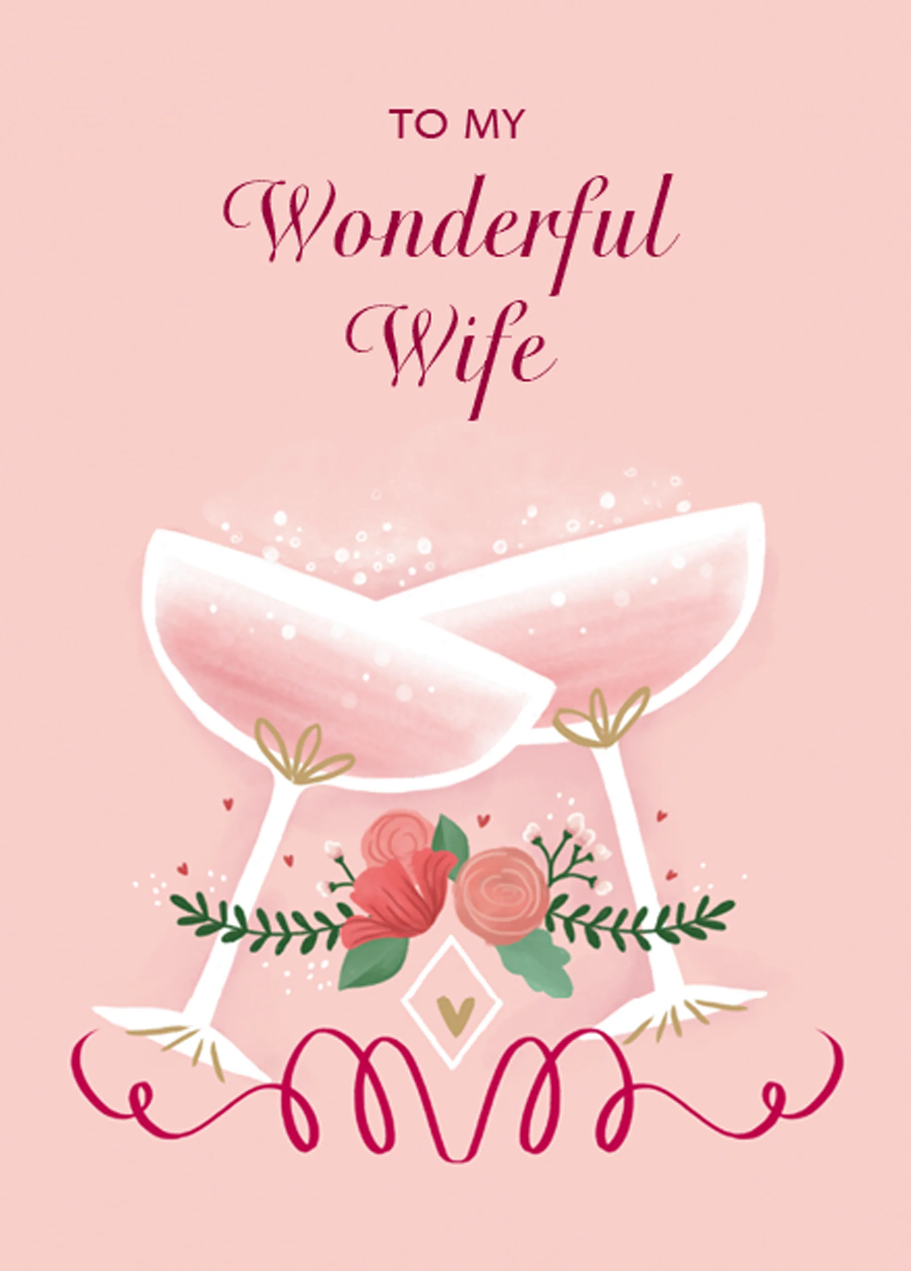 Personalised For Wife Editable Classic Cheers & Fizz Glasses Card