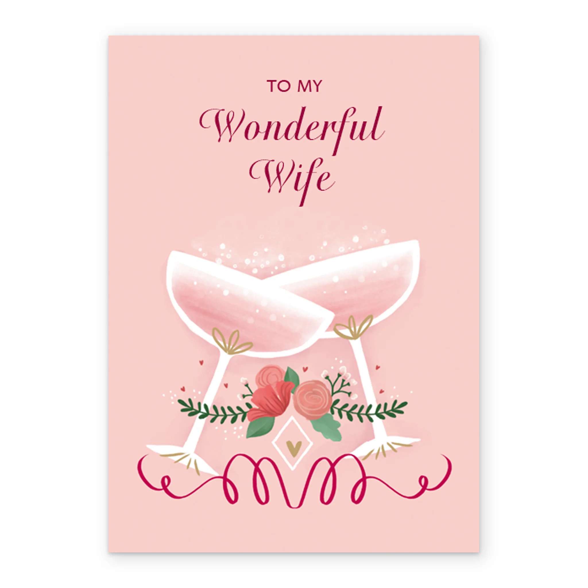 Personalised For Wife Editable Classic Cheers & Fizz Glasses Card - Image 2