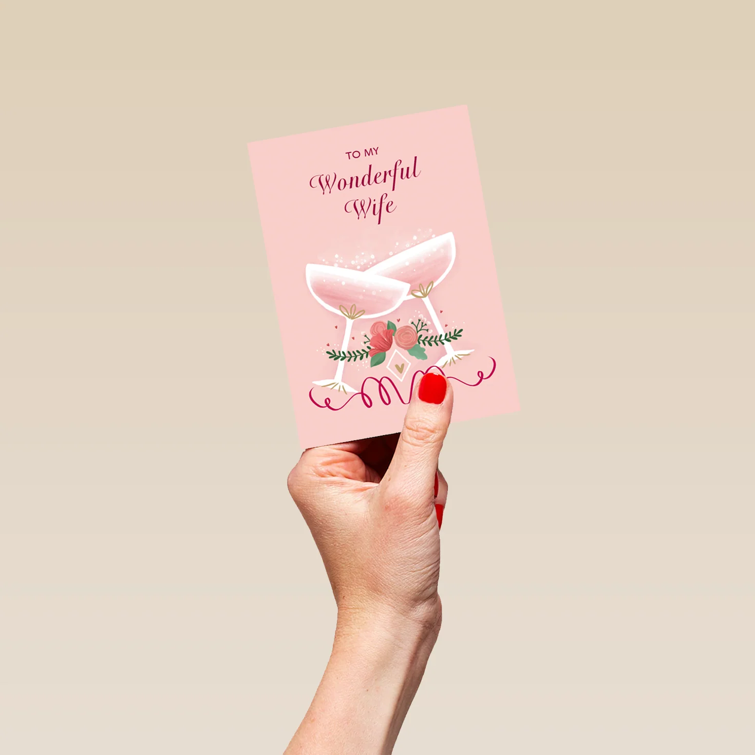 Personalised For Wife Editable Classic Cheers & Fizz Glasses Card - Image 4