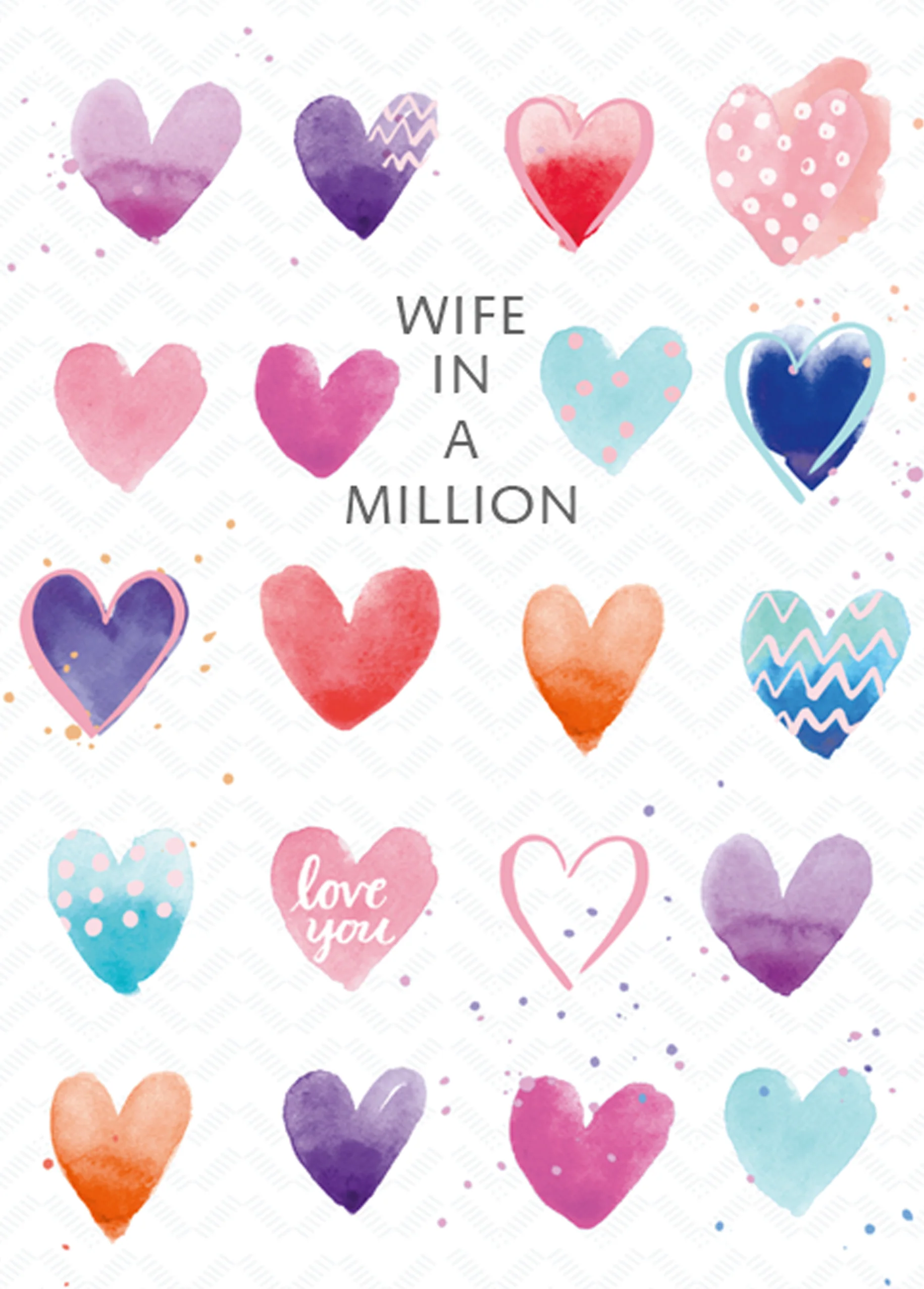 Personalised For Wife Editable Classic Love Hearts Pattern Card