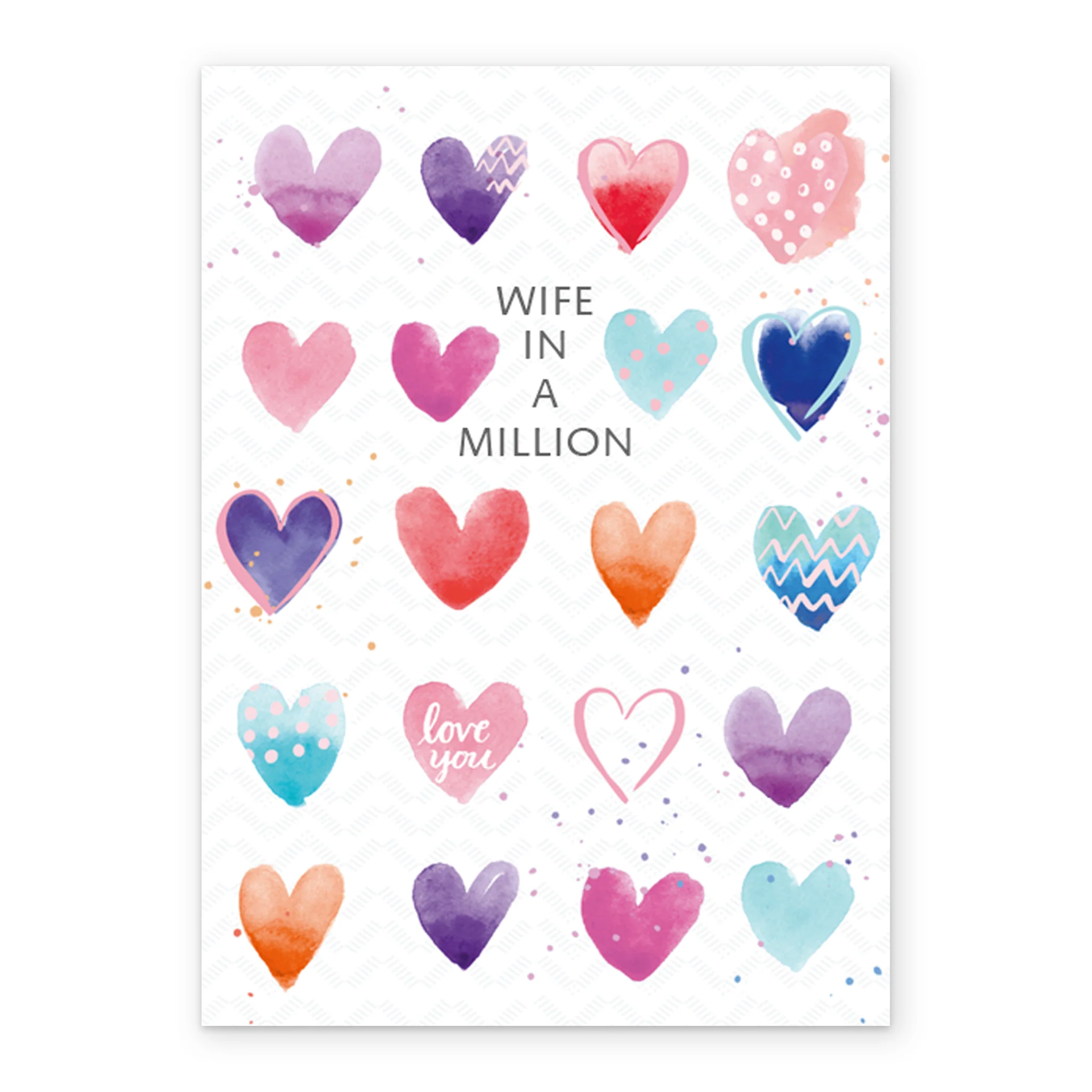 Personalised For Wife Editable Classic Love Hearts Pattern Card - Image 2
