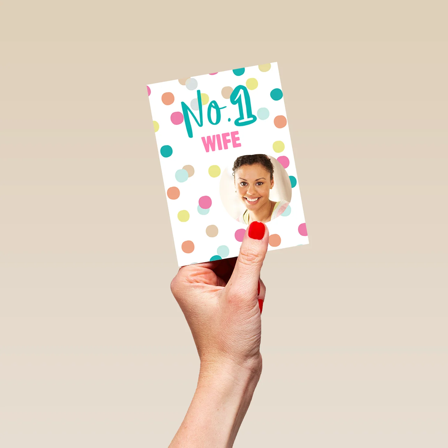 Personalised For Wife Number One Polka Dots Photo Frame Card - Image 4