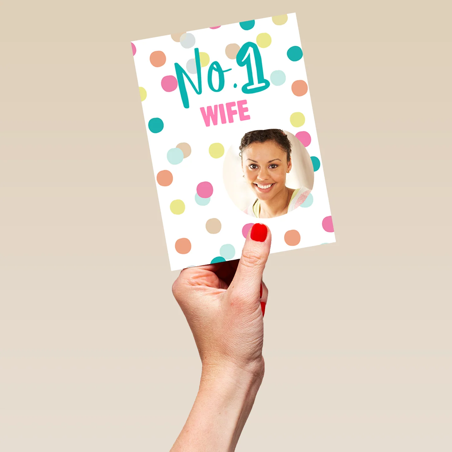 Personalised For Wife Number One Polka Dots Photo Frame Card - Image 5