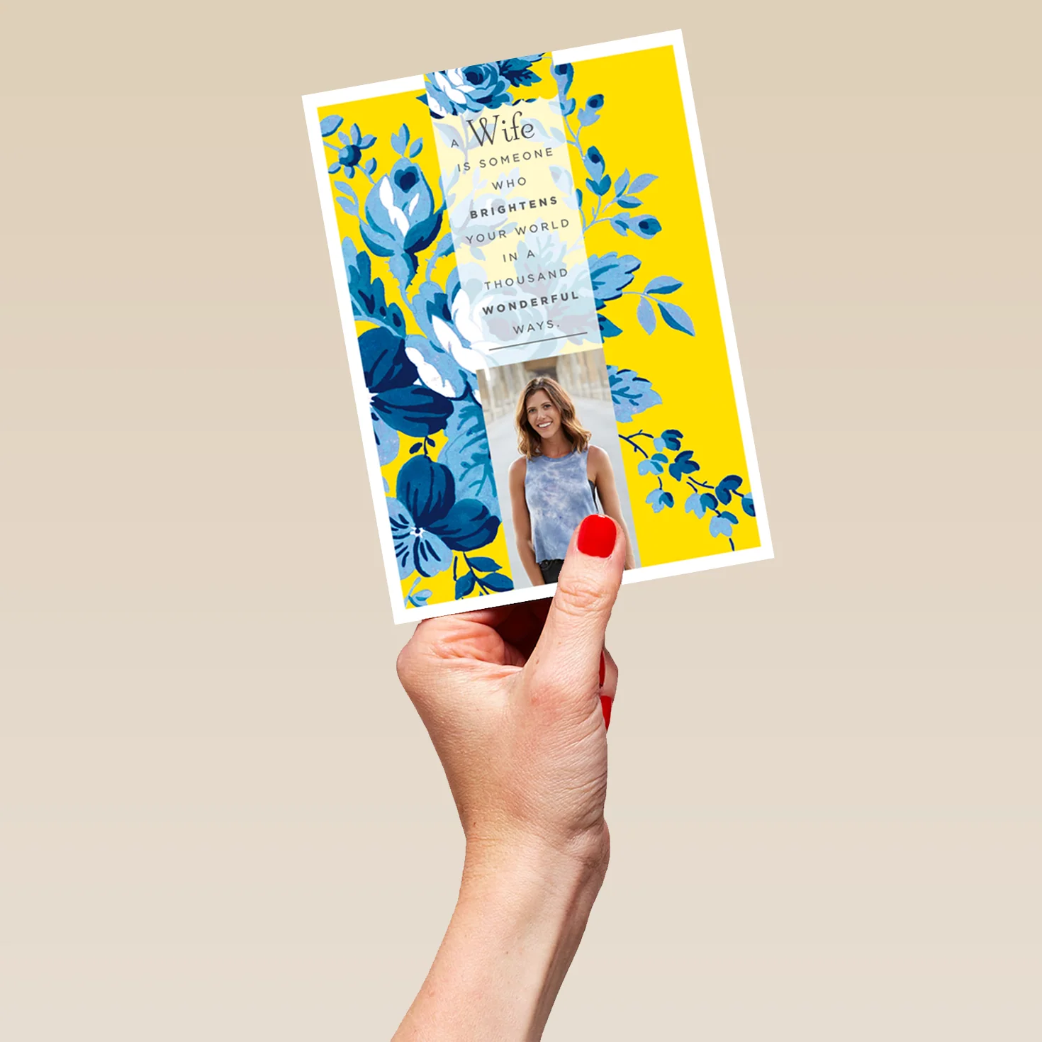 Personalised For Wife Traditional Floral Strip Photo Card - Image 5