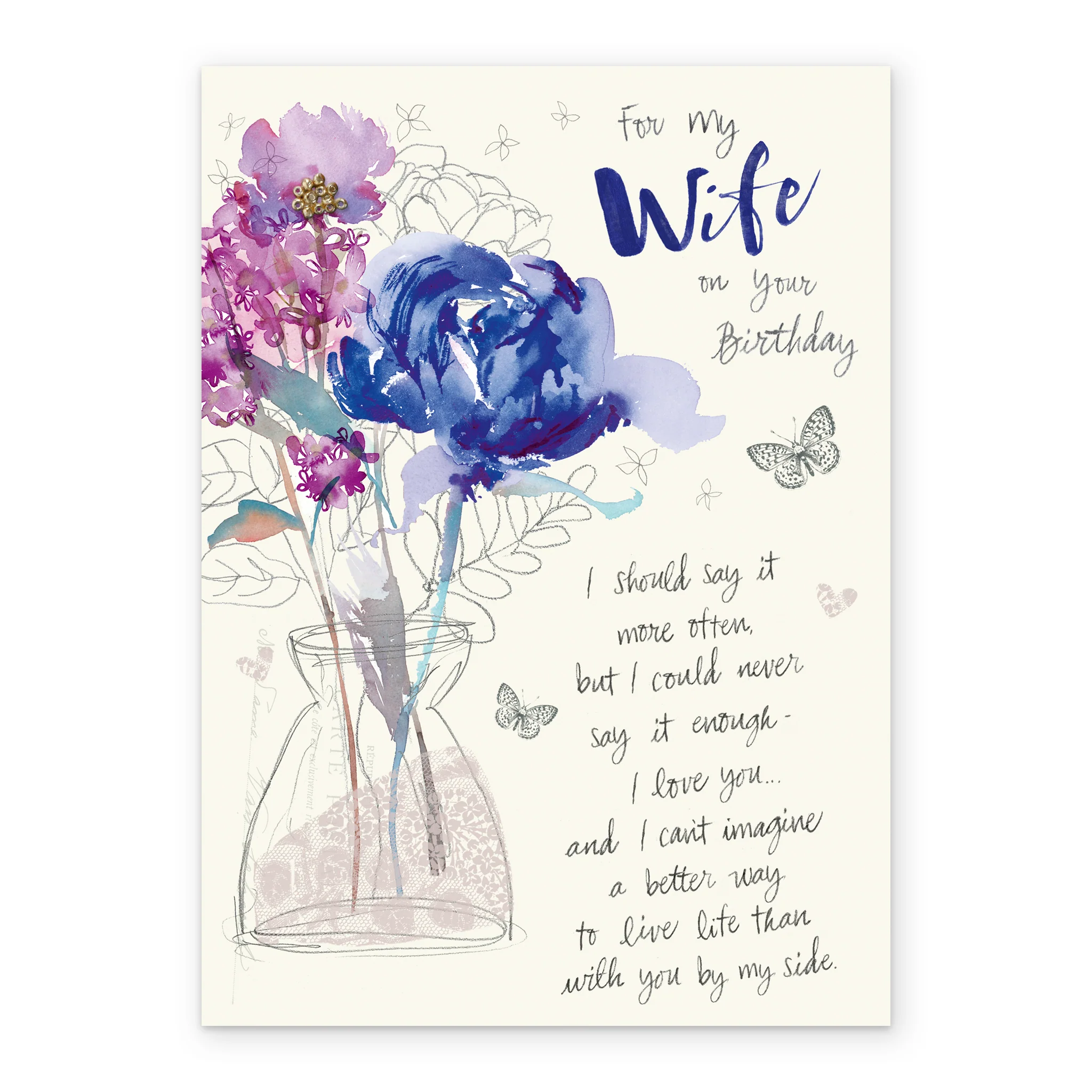 Personalised For Wife Traditional Flowers & Written Verse Card - Image 2