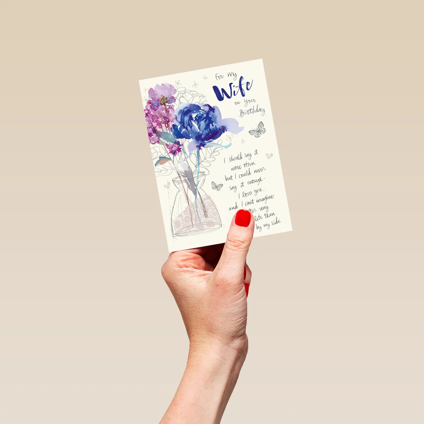 Personalised For Wife Traditional Flowers & Written Verse Card - Image 4
