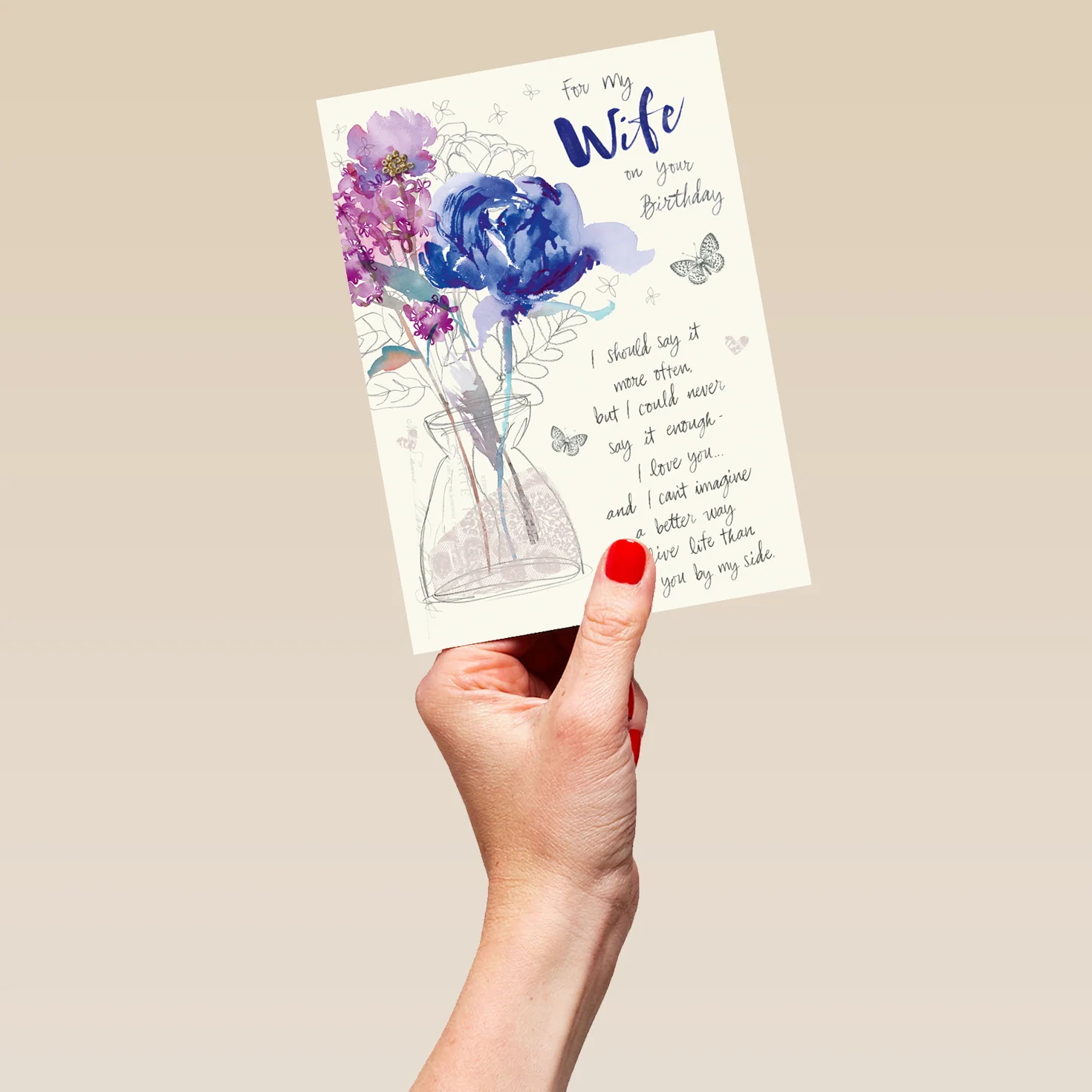 Personalised For Wife Traditional Flowers & Written Verse Card - Image 5