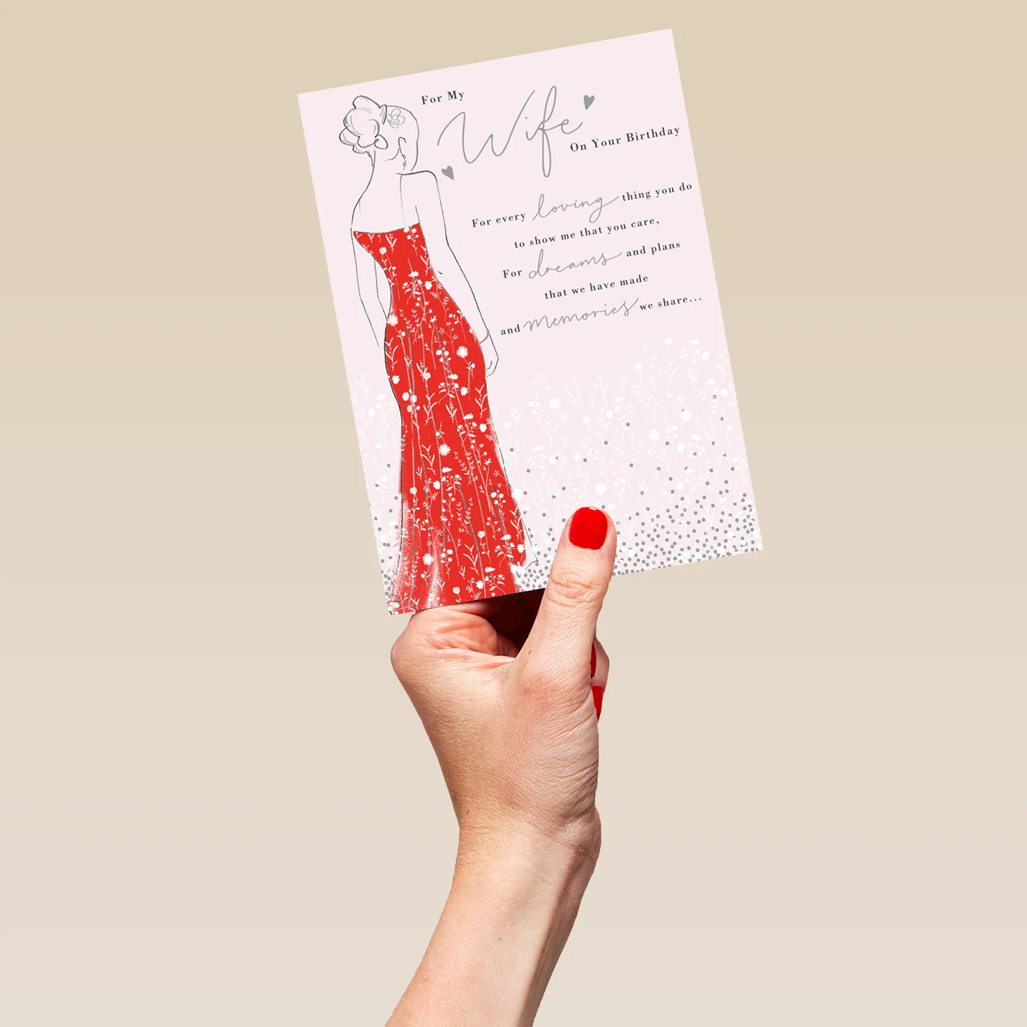 Personalised For Wife Traditional Illustration Elegant Dress Card - Image 5