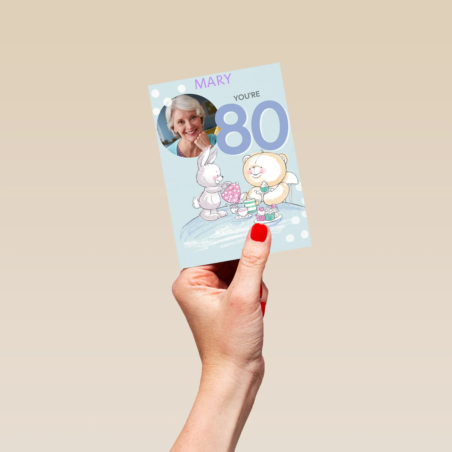 Personalised Forever Friends 80th Photo Birthday Card - Image 4