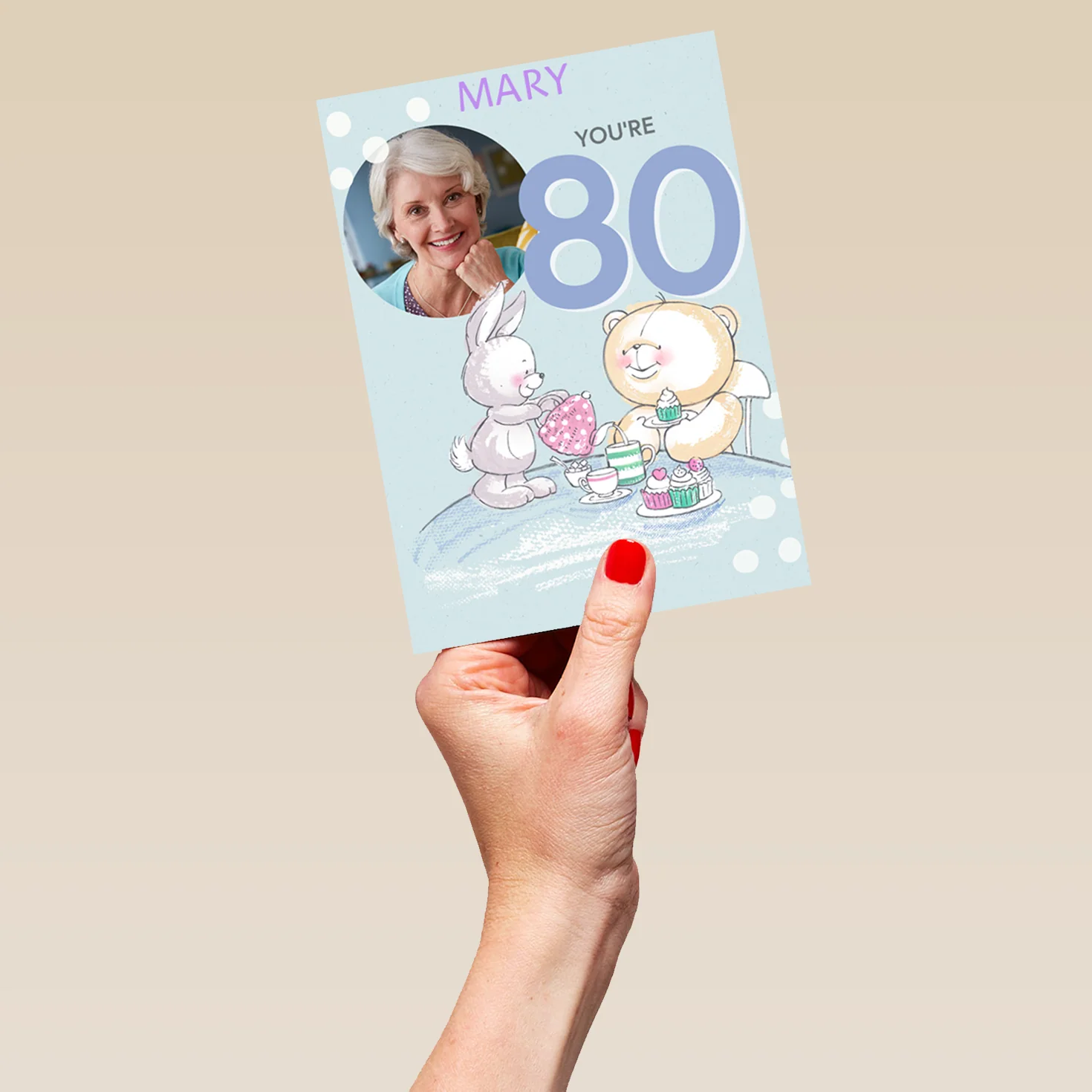 Personalised Forever Friends 80th Photo Birthday Card - Image 5