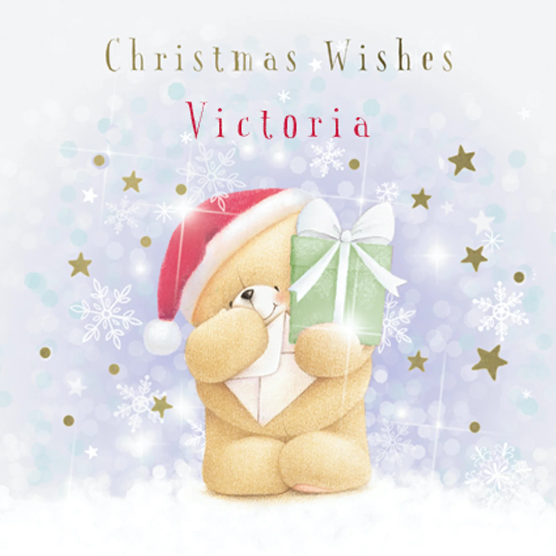 Personalised Forever Friends Bear Gift Christmas Card for Her