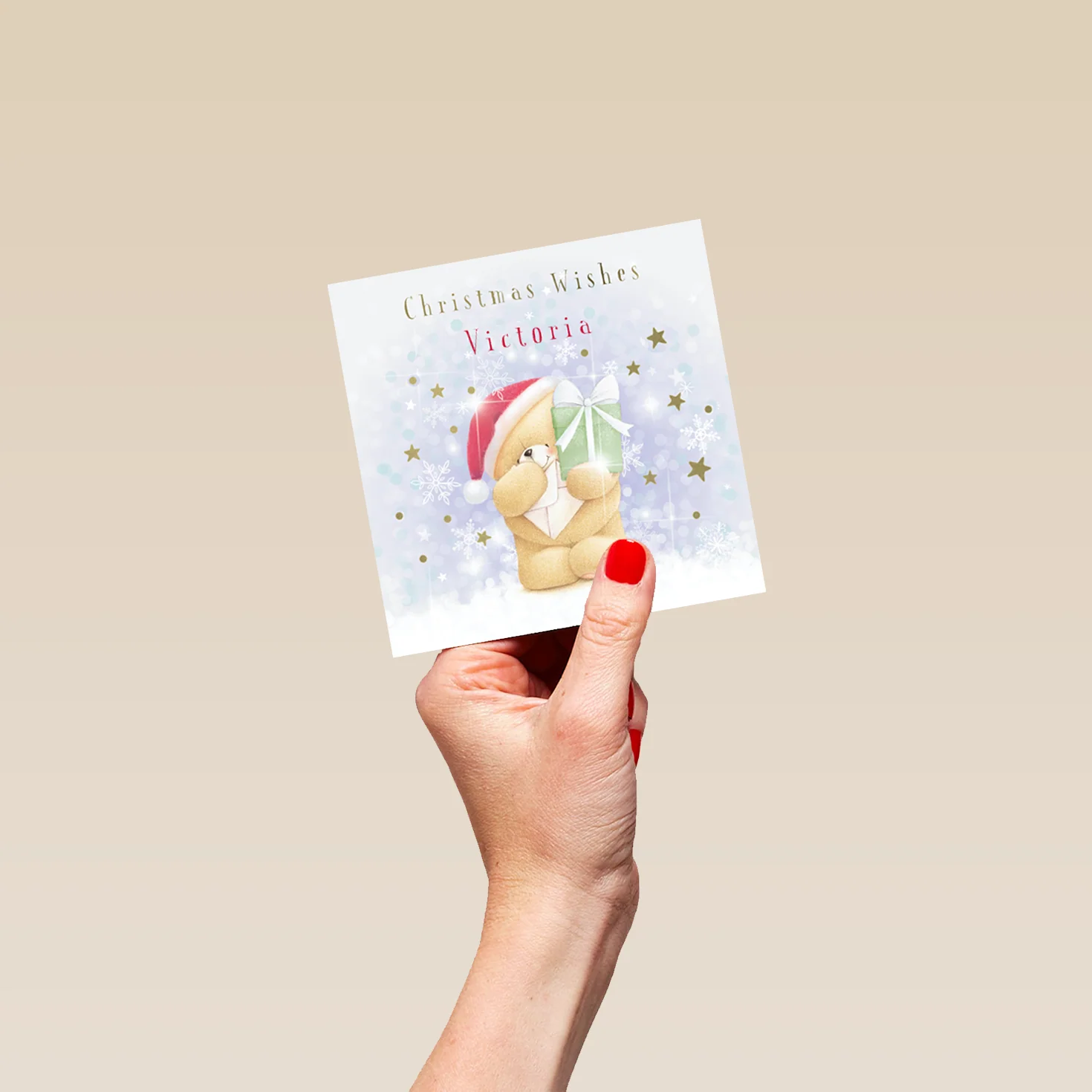 Personalised Forever Friends Bear Gift Christmas Card for Her - Image 4