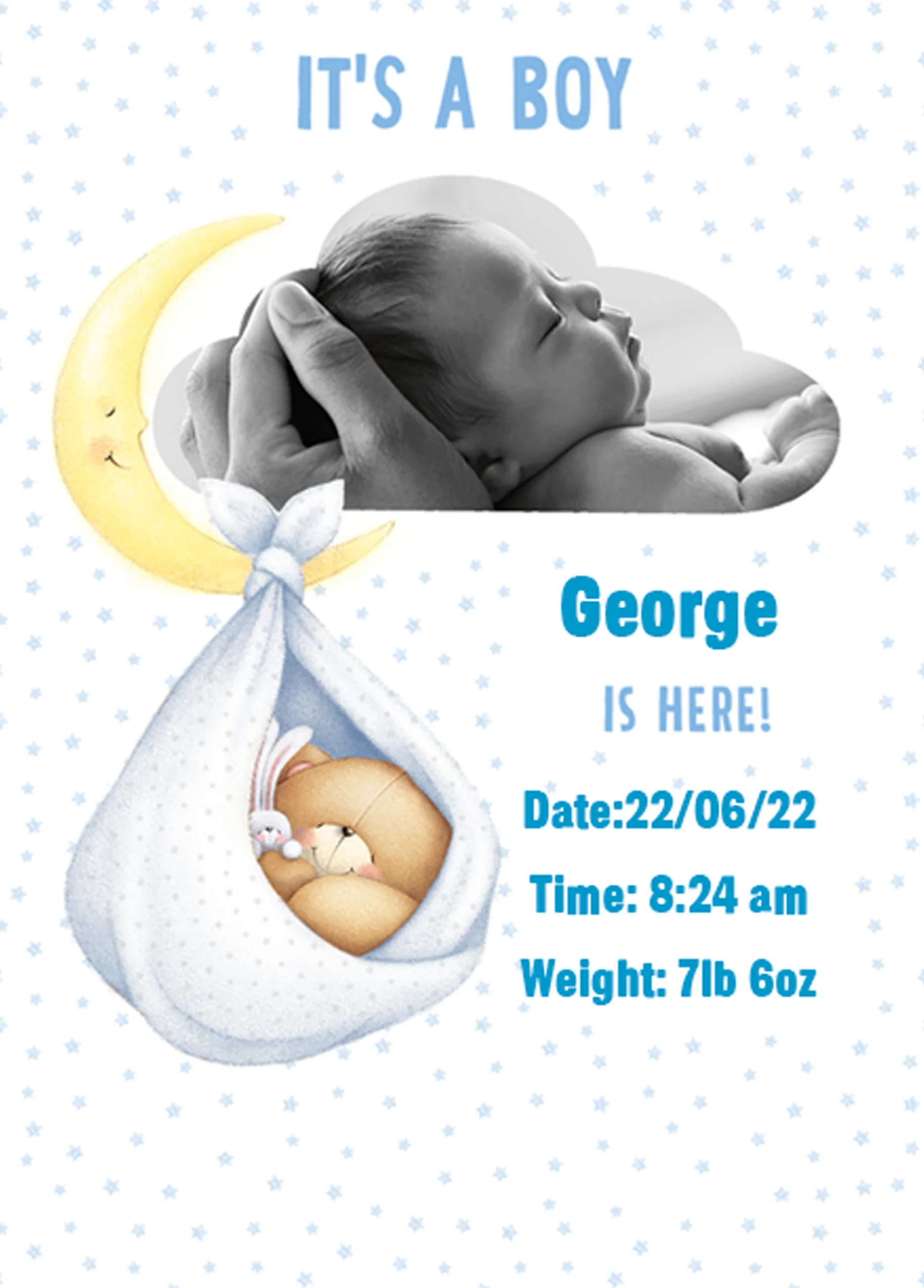 Personalised Forever Friends Cute Baby Boy Photo Frame Card