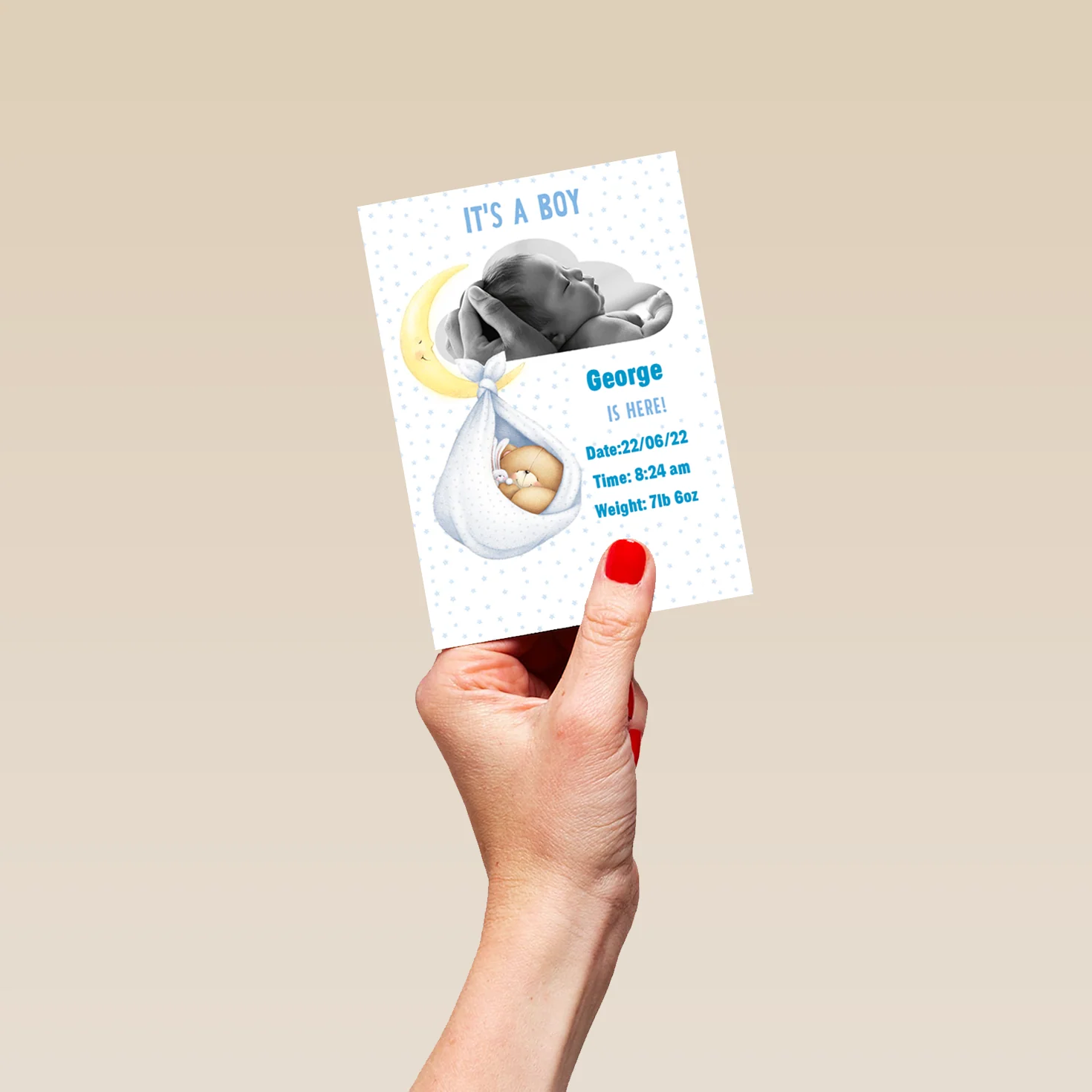 Personalised Forever Friends Cute Baby Boy Photo Frame Card - Image 4