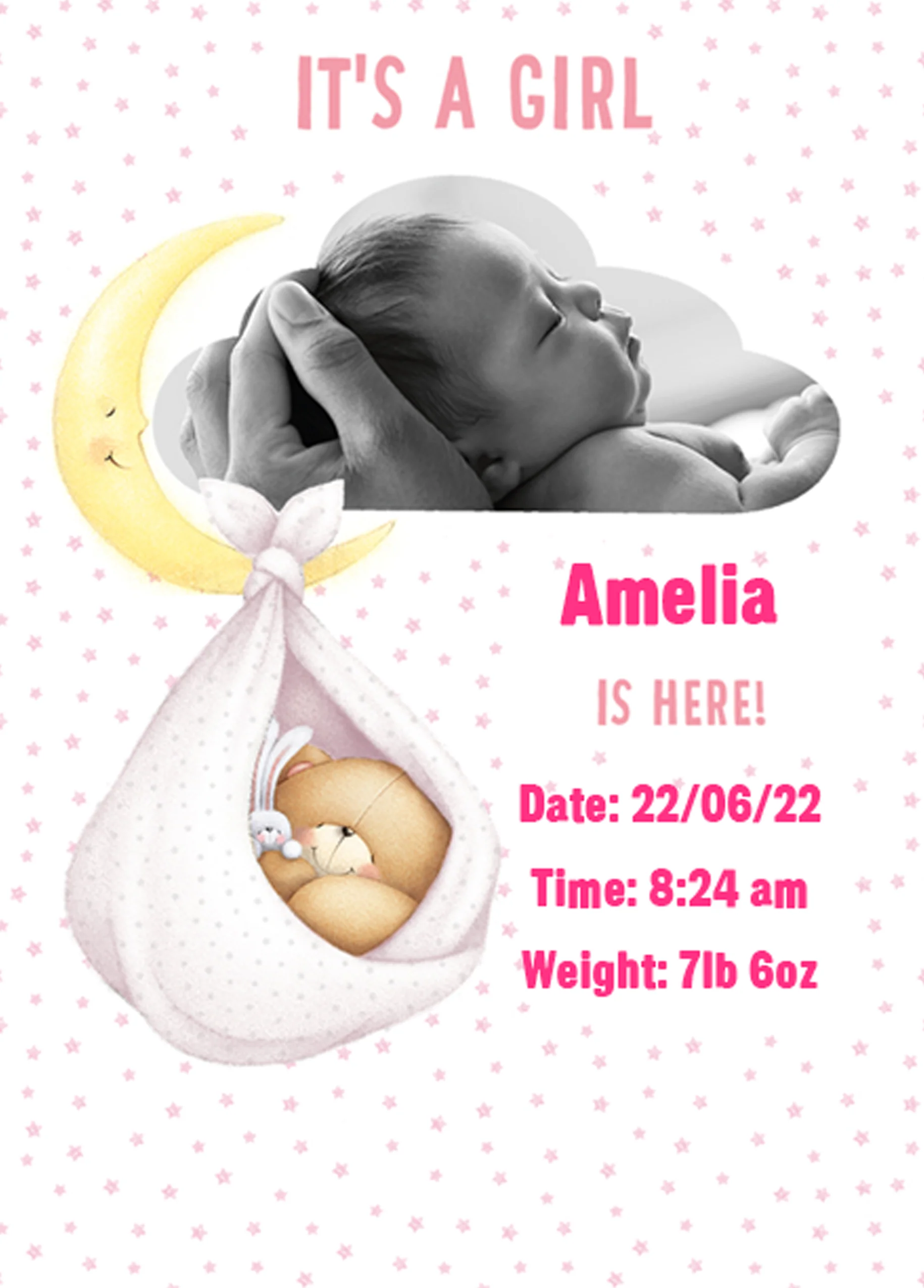 Personalised Forever Friends Cute Baby Girl Photo Frame Card