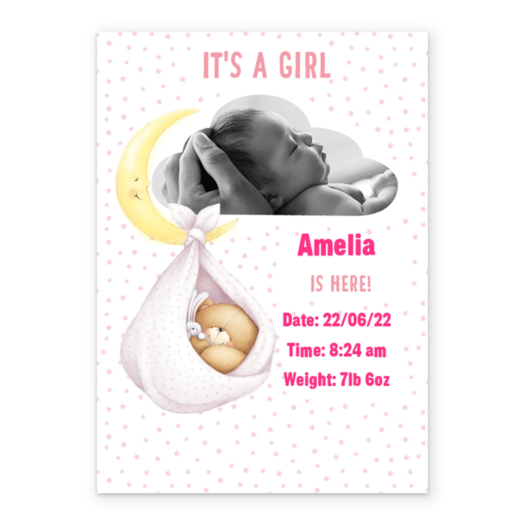 Personalised Forever Friends Cute Baby Girl Photo Frame Card - Image 2