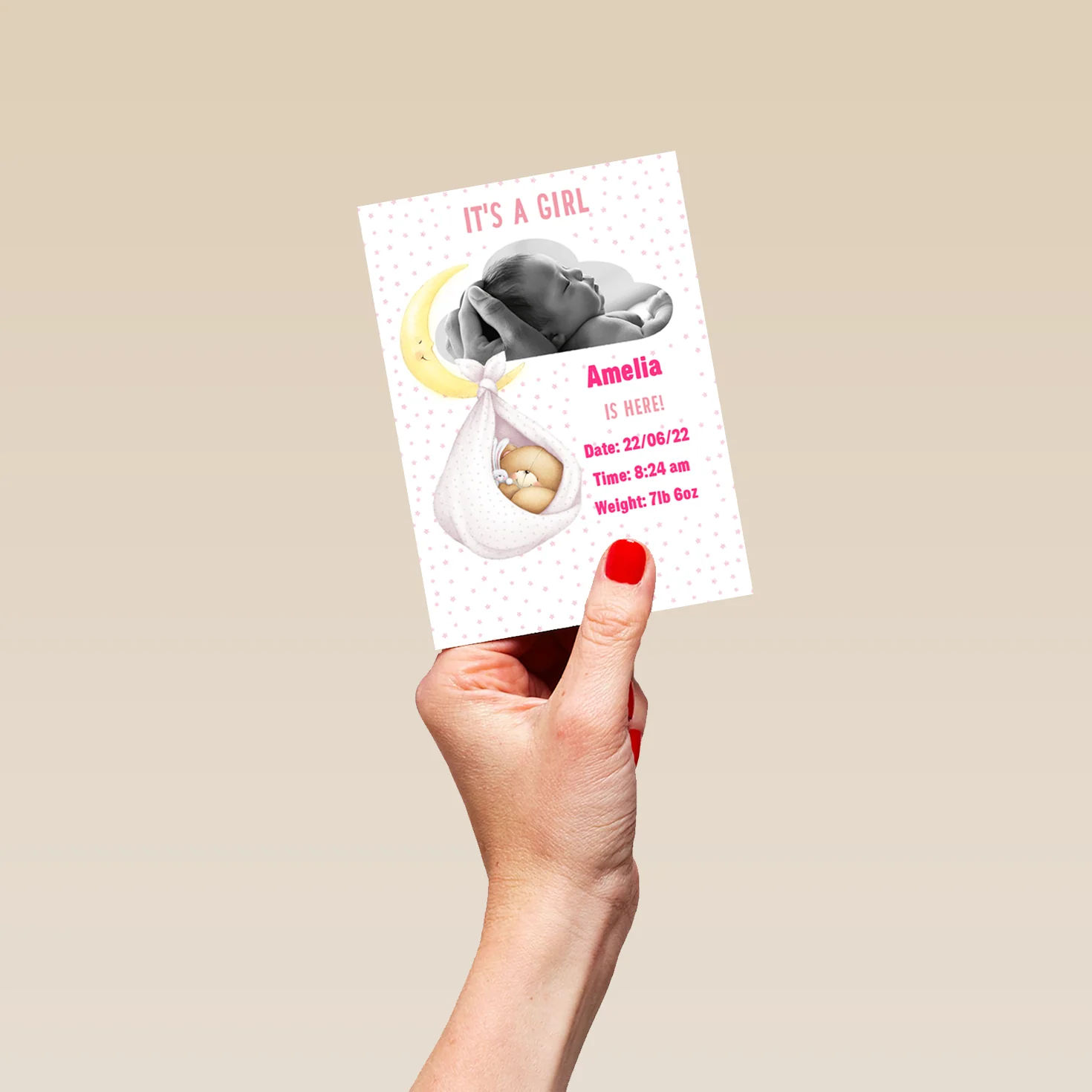 Personalised Forever Friends Cute Baby Girl Photo Frame Card - Image 4