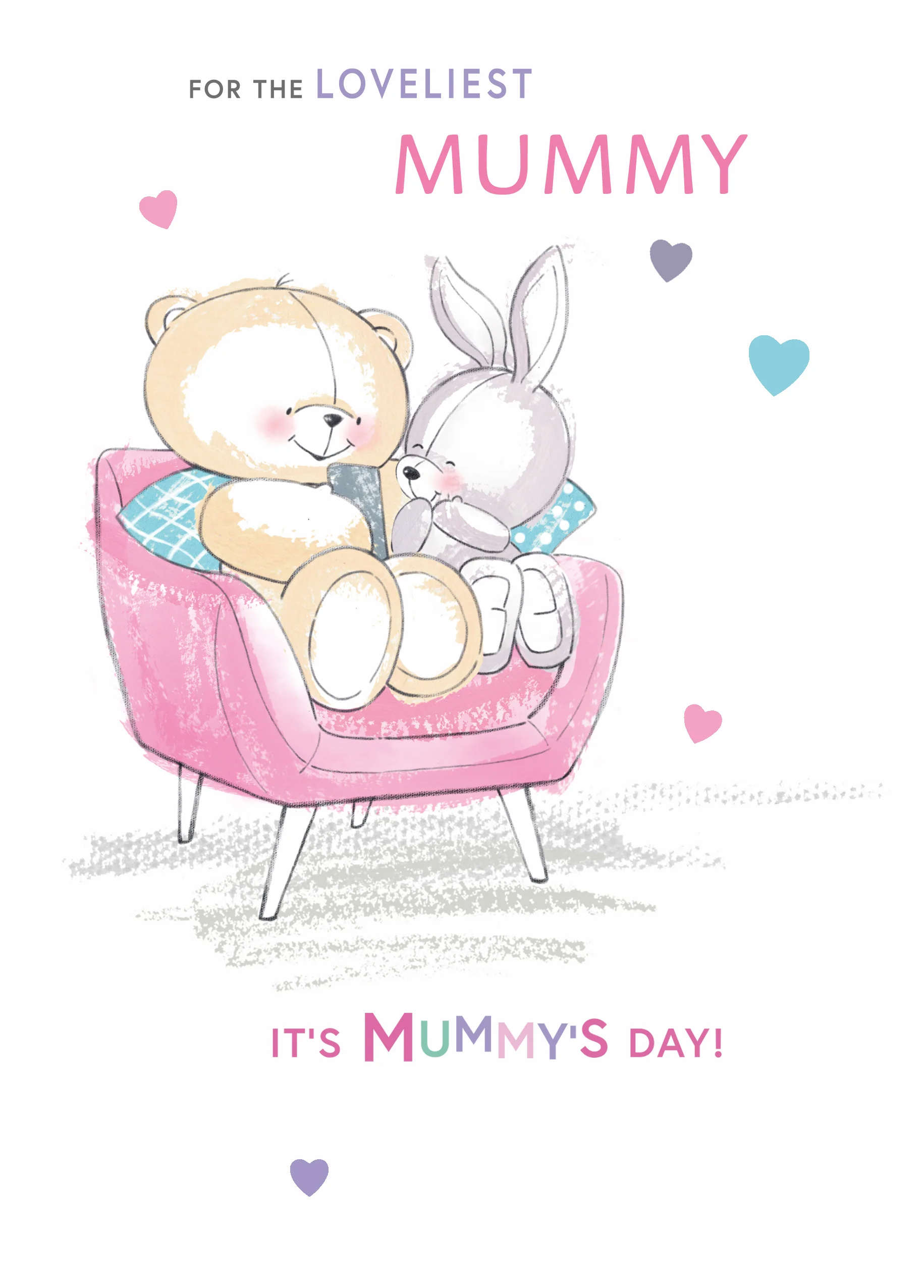 Personalised Forever Friends Cute Bear & Bunny Mother's Day Card For Mummy