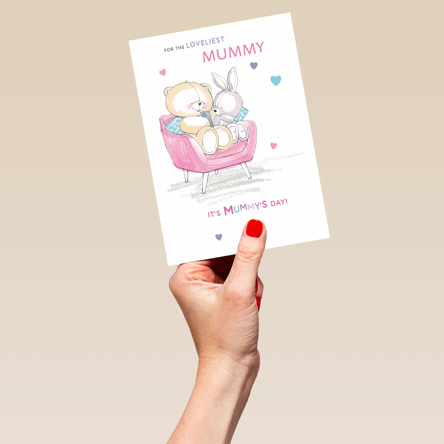 Personalised Forever Friends Cute Bear & Bunny Mother's Day Card For Mummy - Image 5