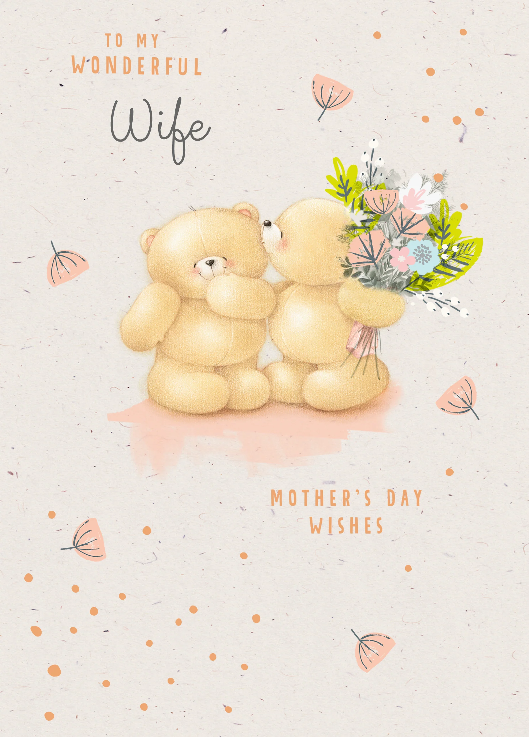 Personalised Forever Friends Cute Bears & Flowers Mother's Day Card For Wife