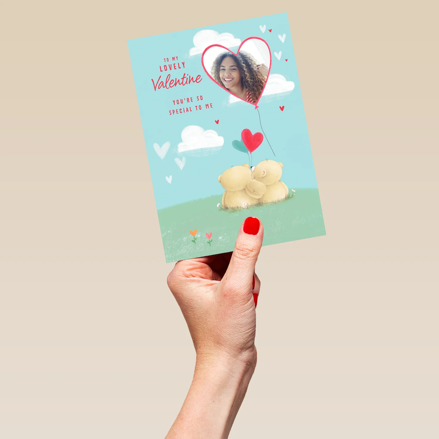 Personalised Forever Friends Cute Love Hearts & Balloon Photo Upload Valentine's Day Card - Image 5