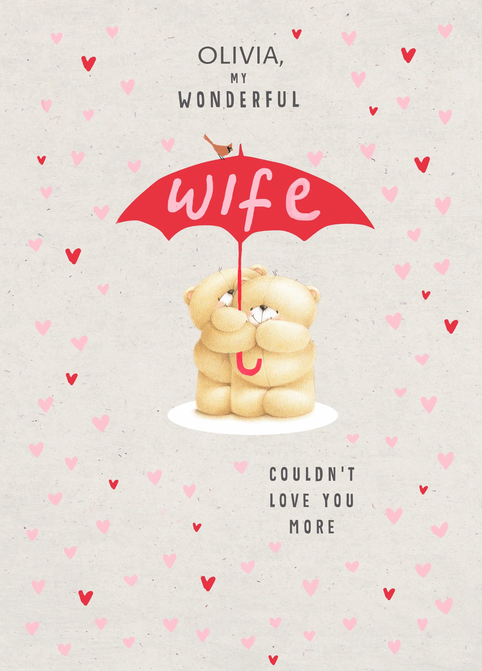 Personalised Forever Friends Cute Love Shower Valentine's Day Card for Wife