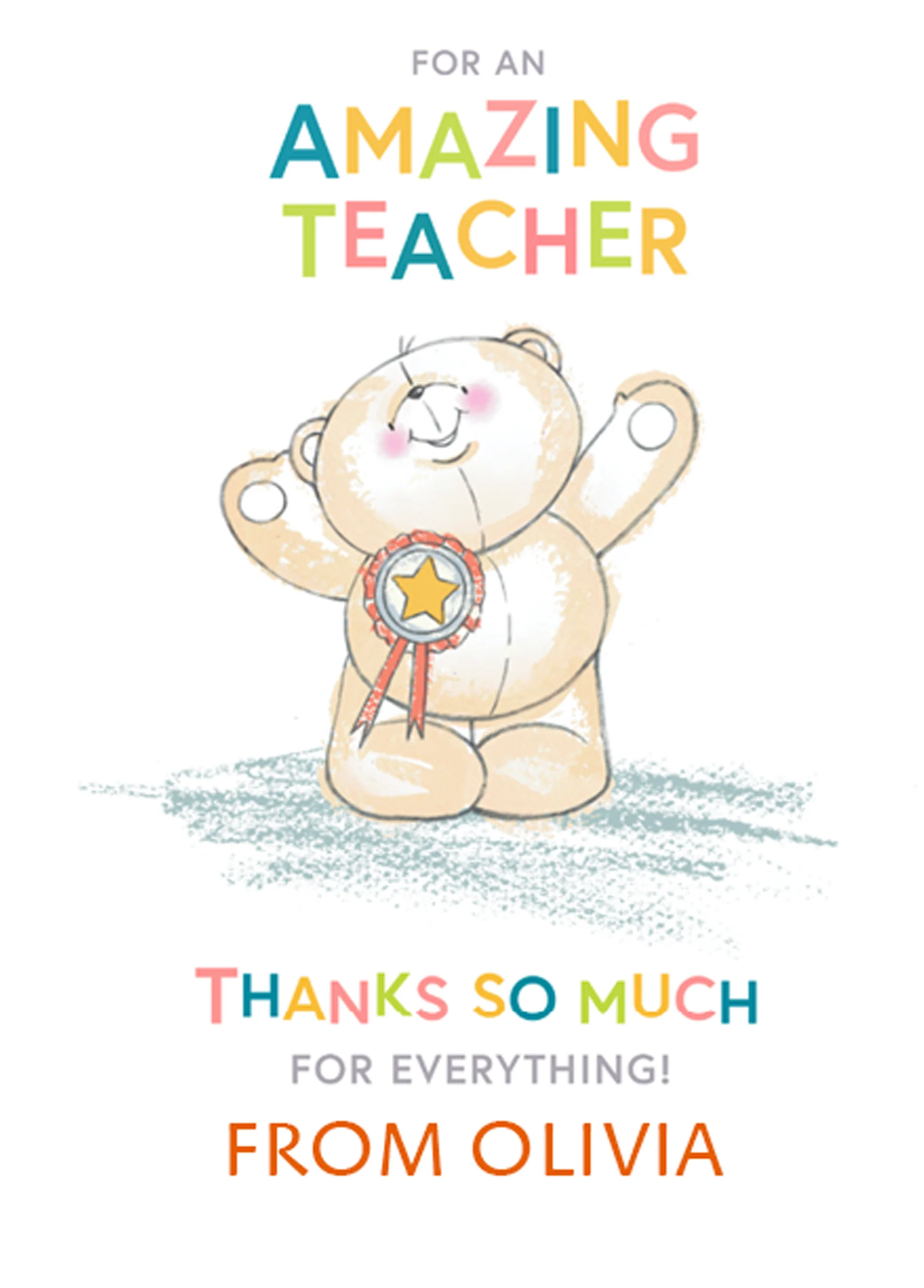 Personalised Forever Friends Cute Thank You Teacher Card