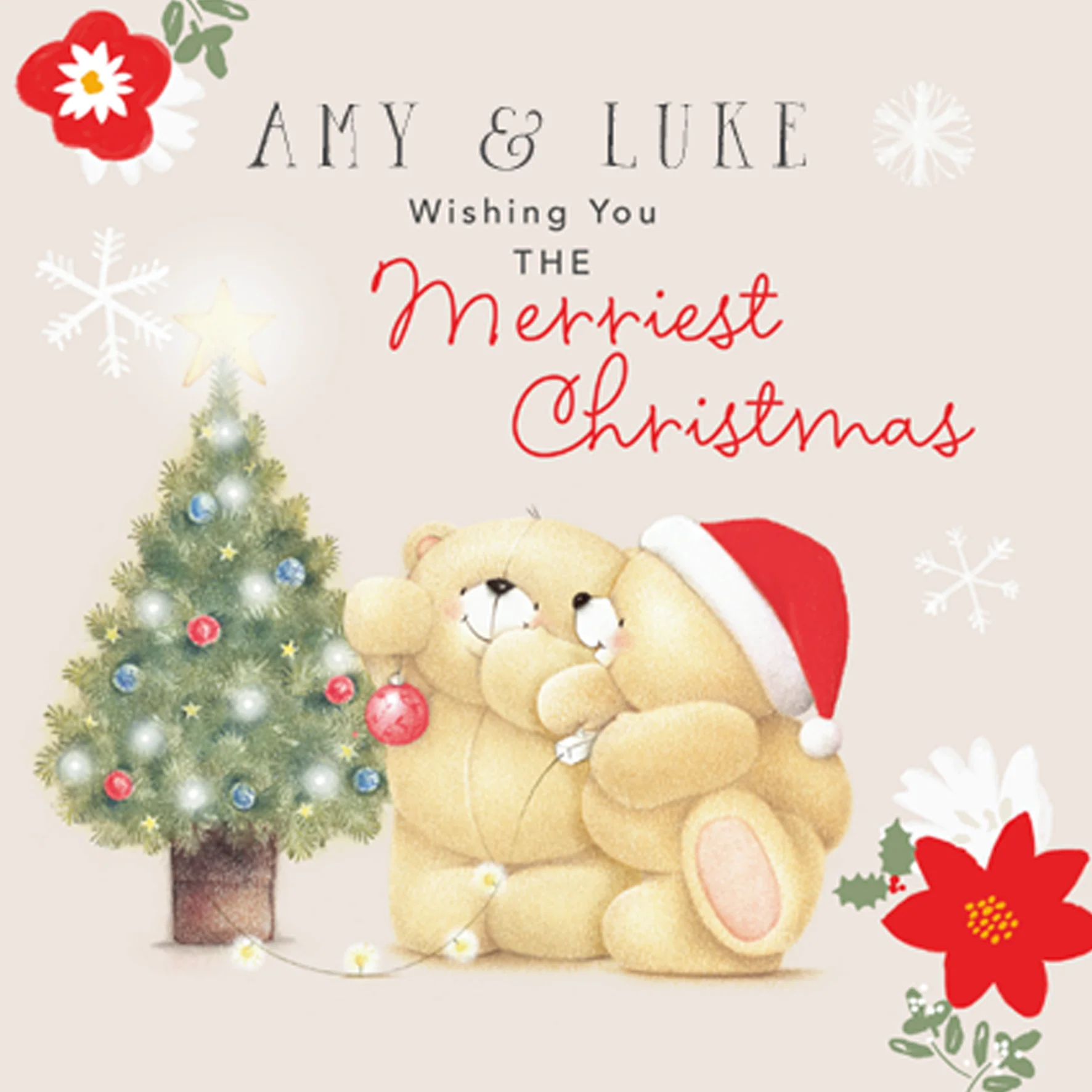 Personalised Forever Friends Festive Tree Christmas Card
