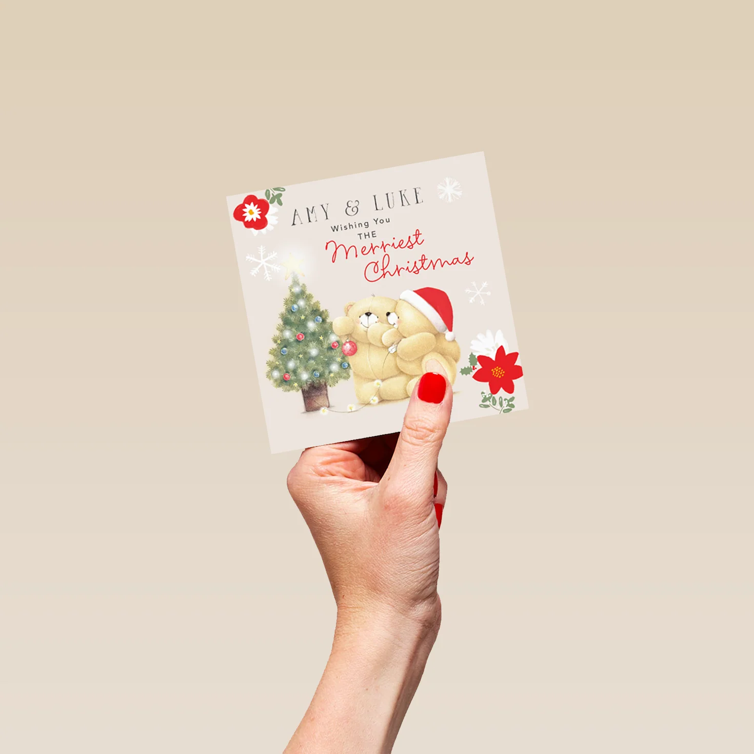 Personalised Forever Friends Festive Tree Christmas Card - Image 4