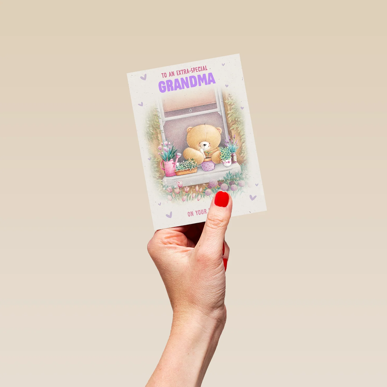 Personalised Forever Friends For Nan Cute Teddy Bear Garden Birthday Card - Image 4