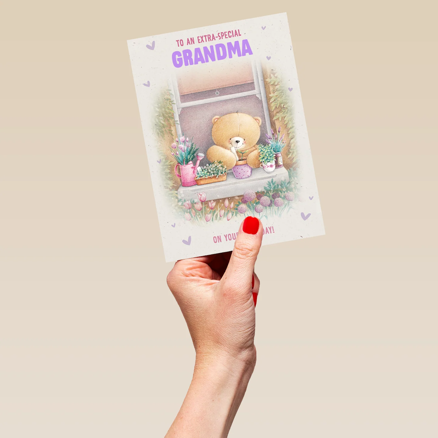Personalised Forever Friends For Nan Cute Teddy Bear Garden Birthday Card - Image 5