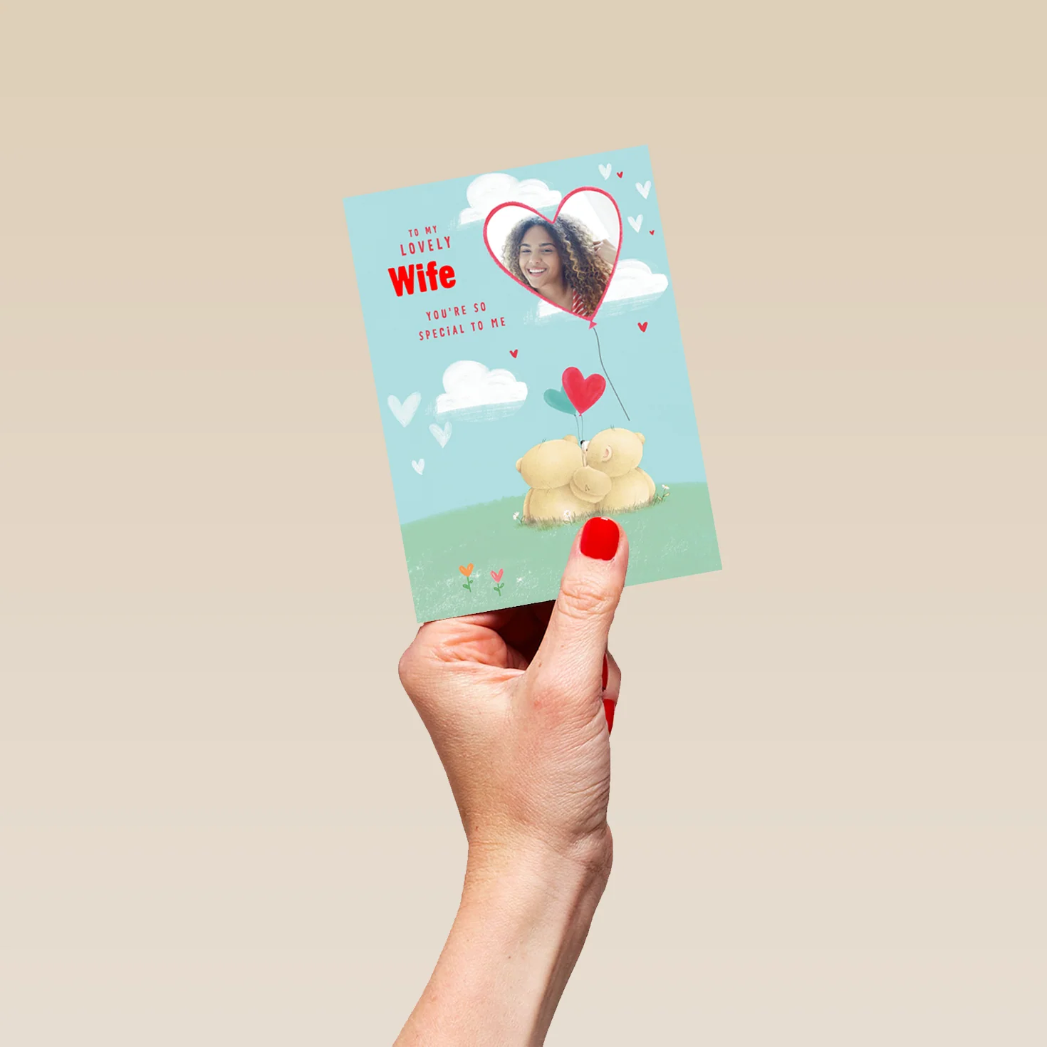 Personalised Forever Friends Heart Balloon Photo Birthday Card For Wife - Image 4