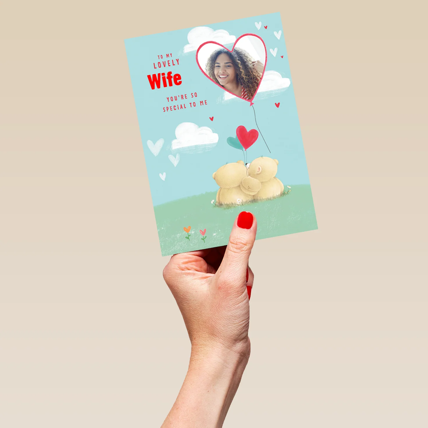 Personalised Forever Friends Heart Balloon Photo Birthday Card For Wife - Image 5