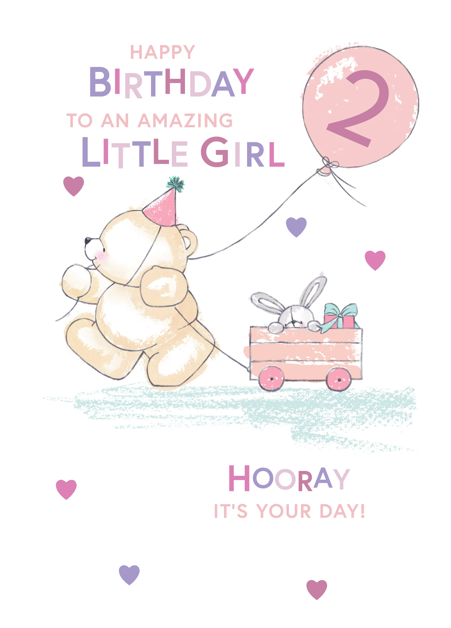 Personalised Forever Friends Pink 2nd Birthday Card